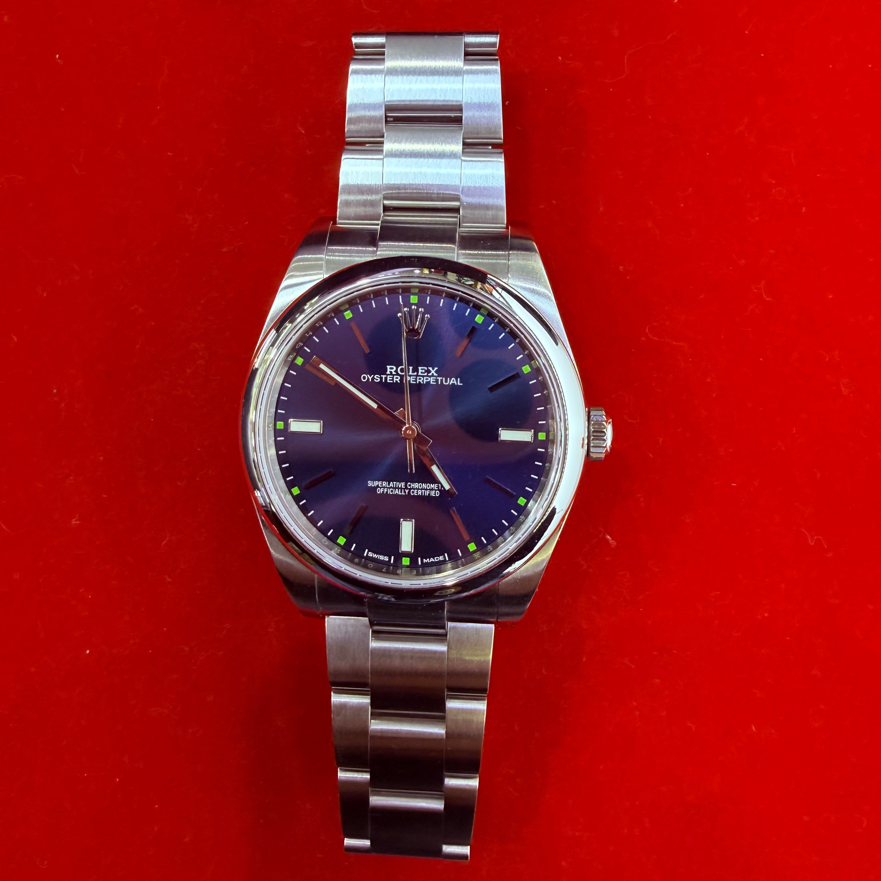 Rolex Oyster Perpetual 39mm Stainless Steel Blue dial Ref.114300