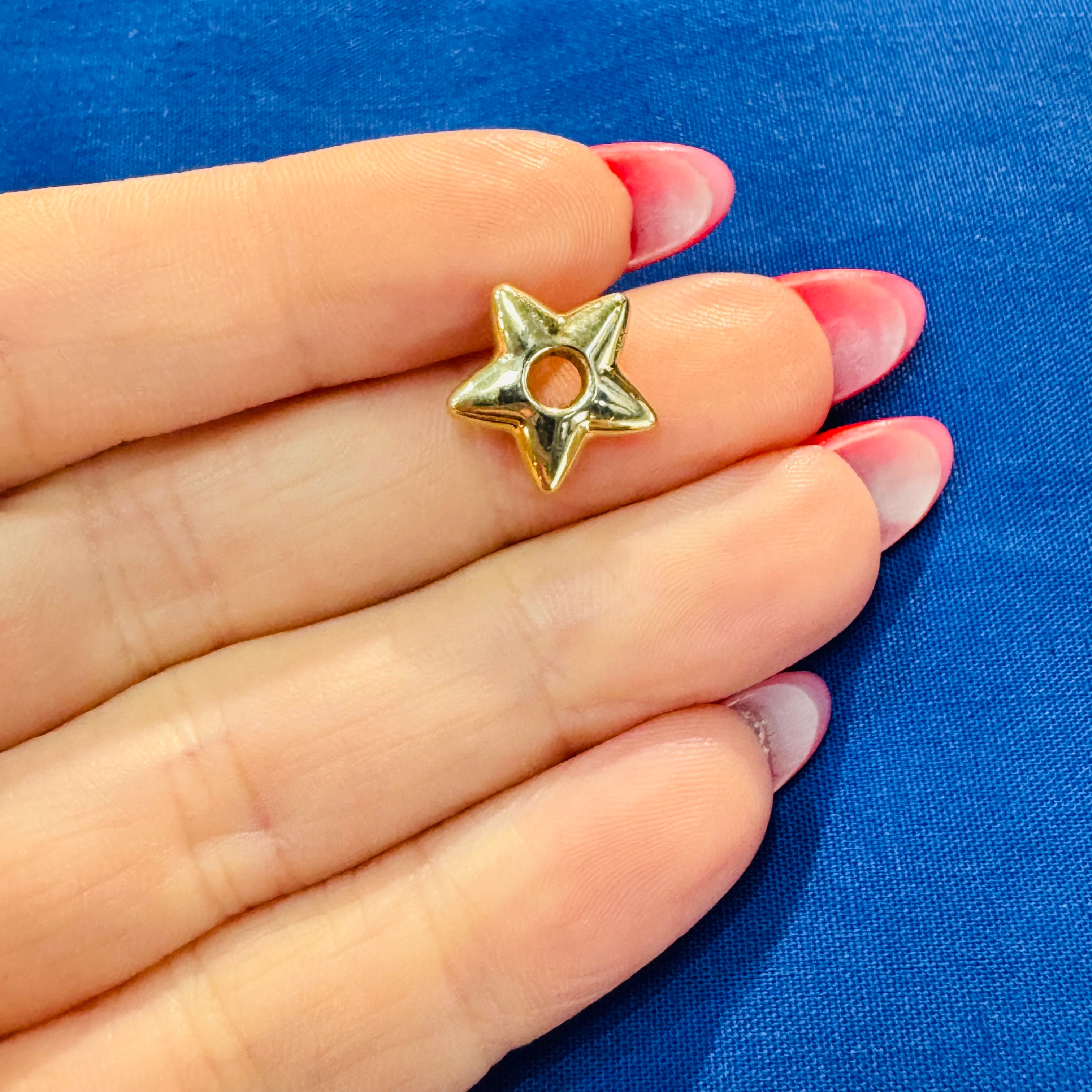 10K Yellow Gold Star Hoop Charm