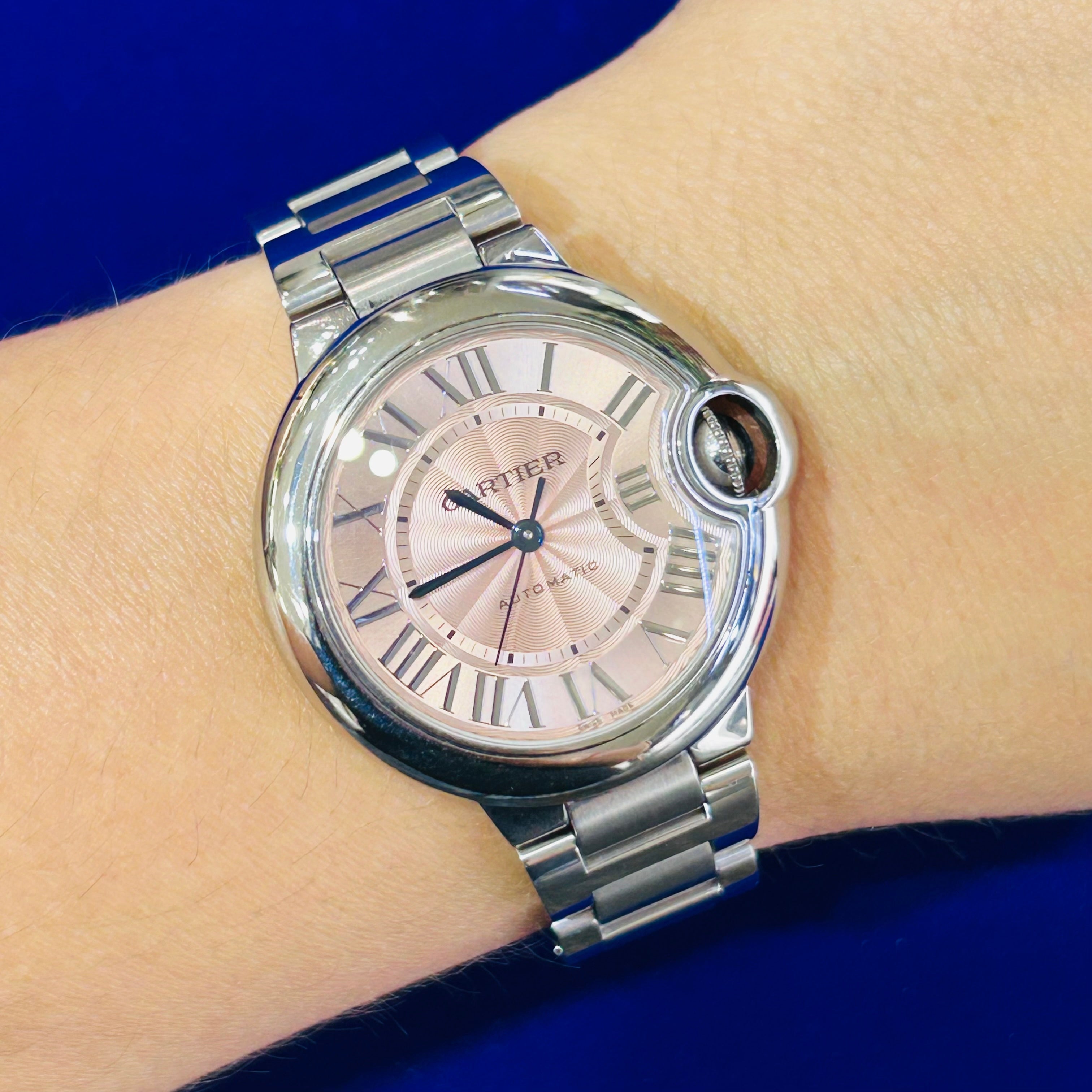 Cartier Ballon Bleu Light Pink  33MM Stainless Steel Automatic  6.5"