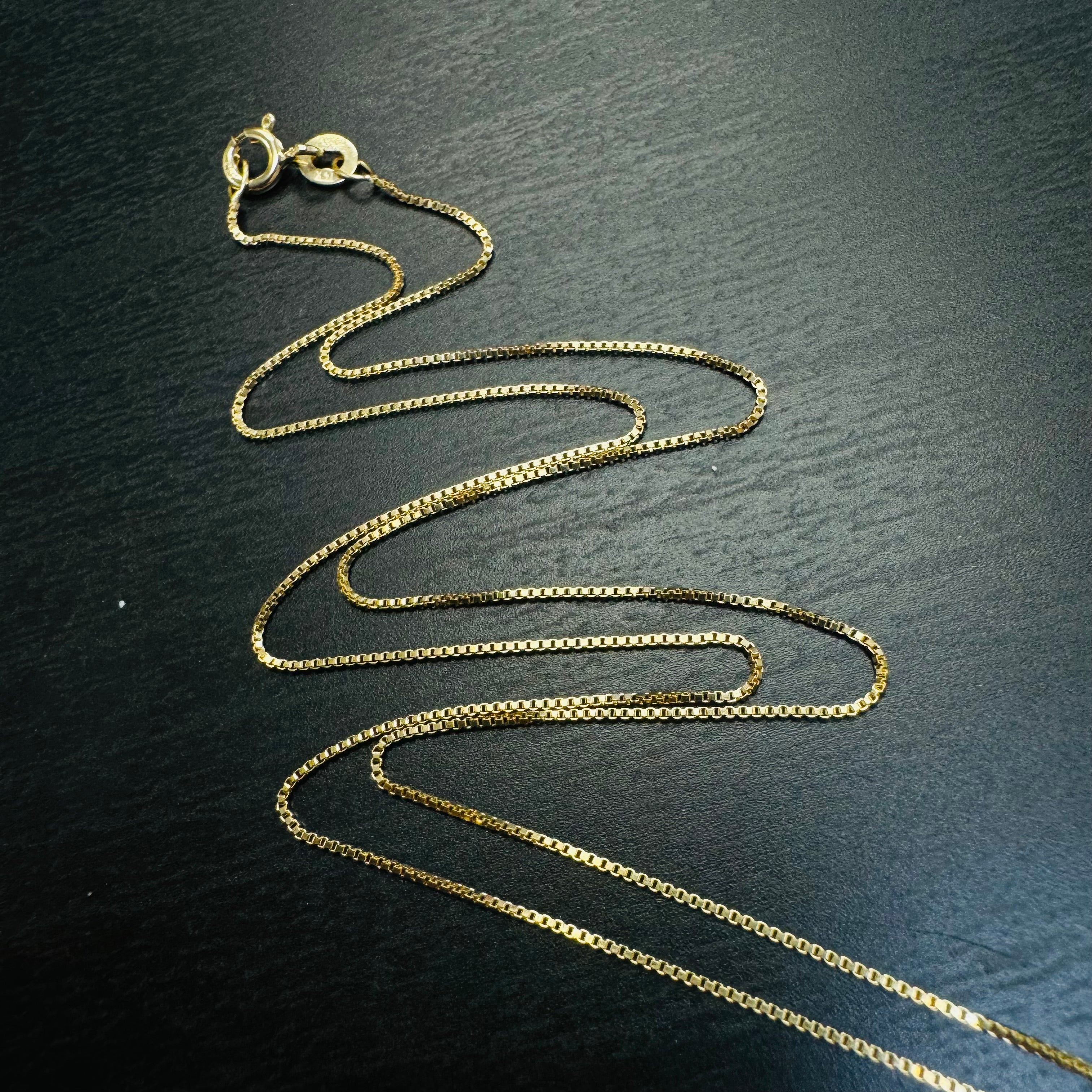 0.5mm 16” Solid 14K Yellow Gold Box Chain Necklace Chain