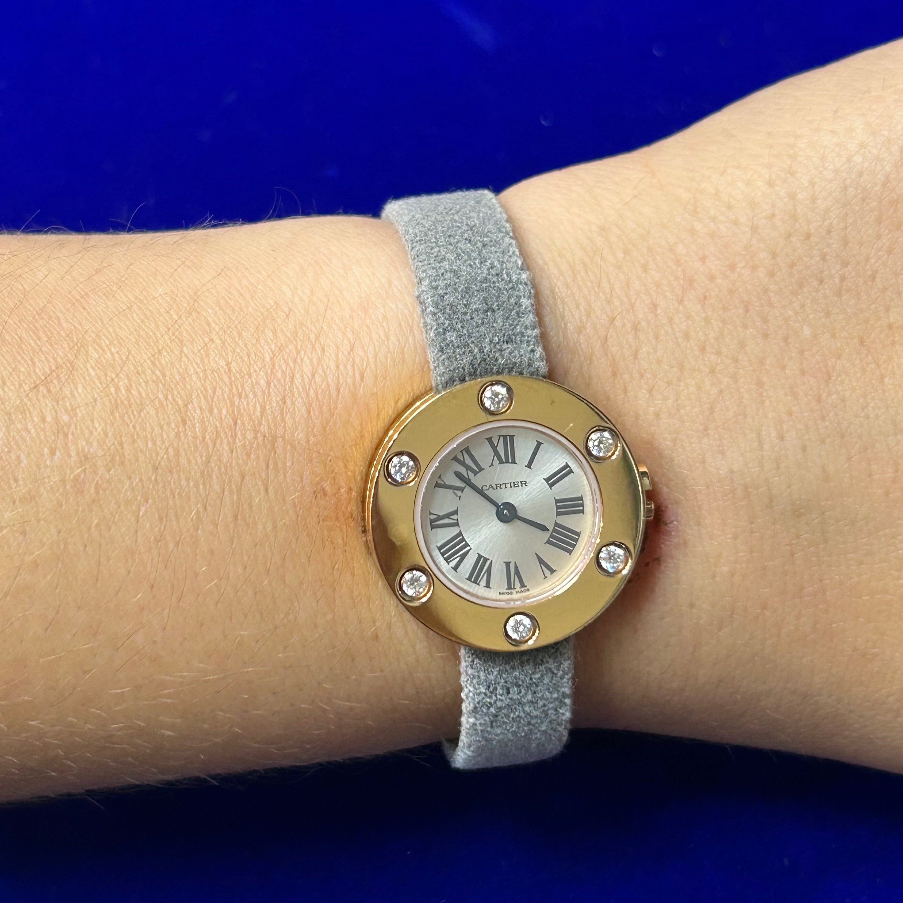 Cartier Love 23mm 18K Rose Gold Diamond-Set Quartz Watch 7.5"