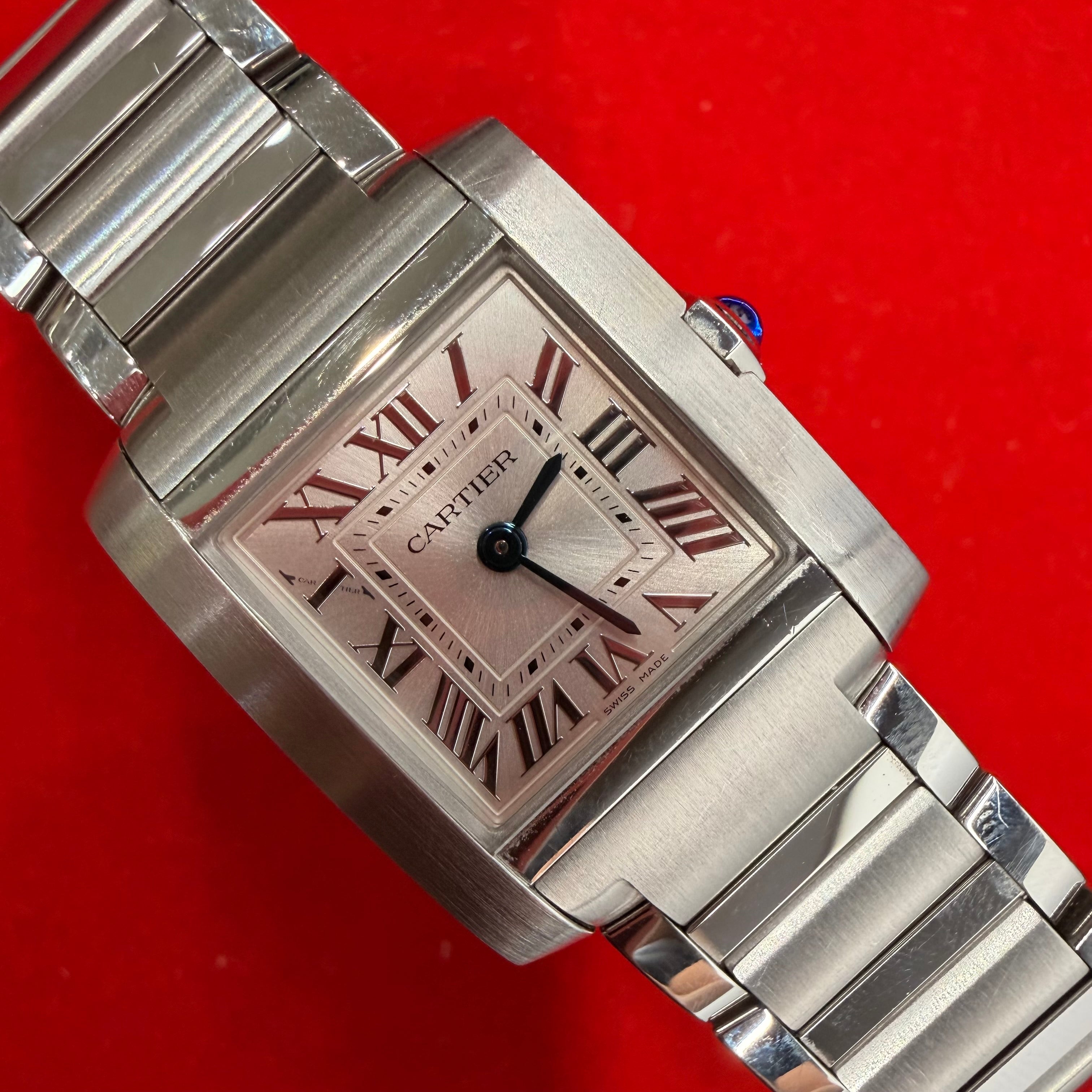 Cartier Tank Française Small Stainless Steel Quartz 2025 Wrist Watch Ref.2384 With Papers