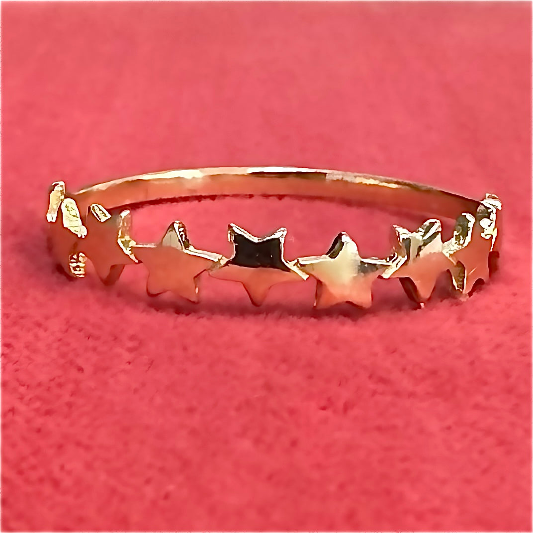 Solid 14K Yellow Gold Multi Star Ring