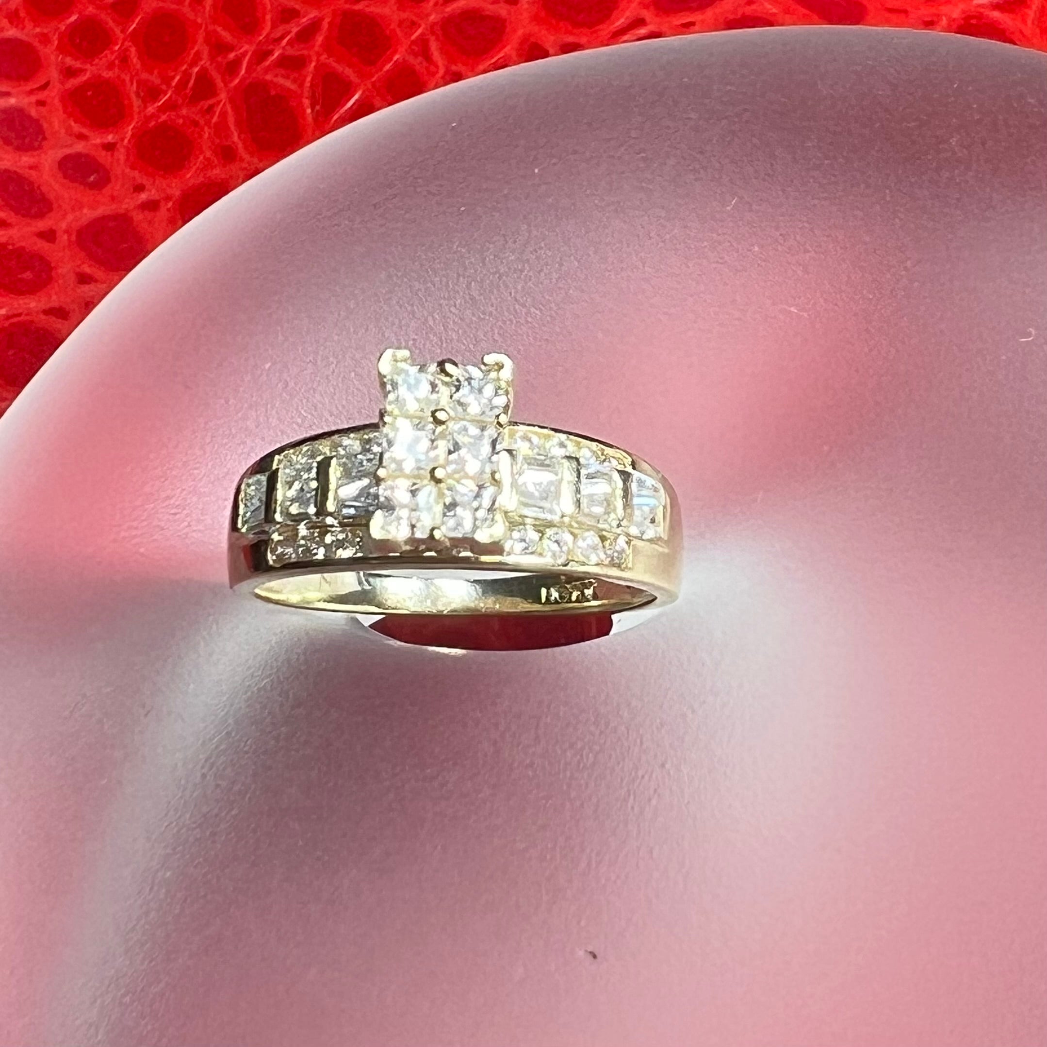 10K Yellow Gold Diamond Princess Cut Ring 6.25