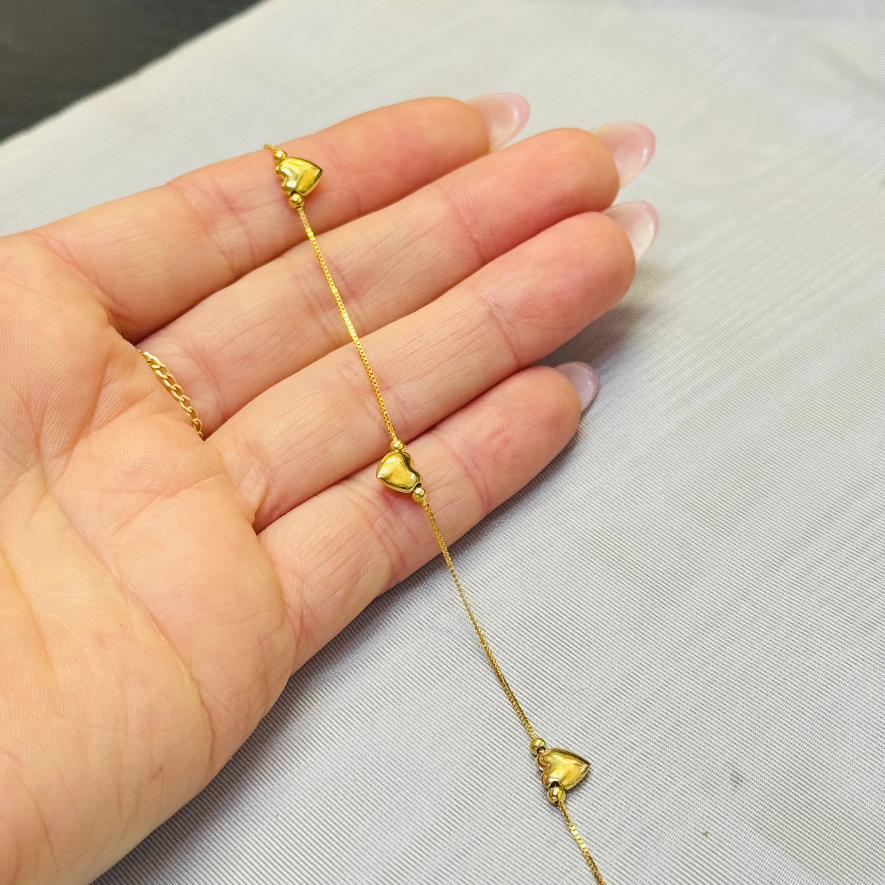14K Yellow Gold Puffed Heart Bracelet