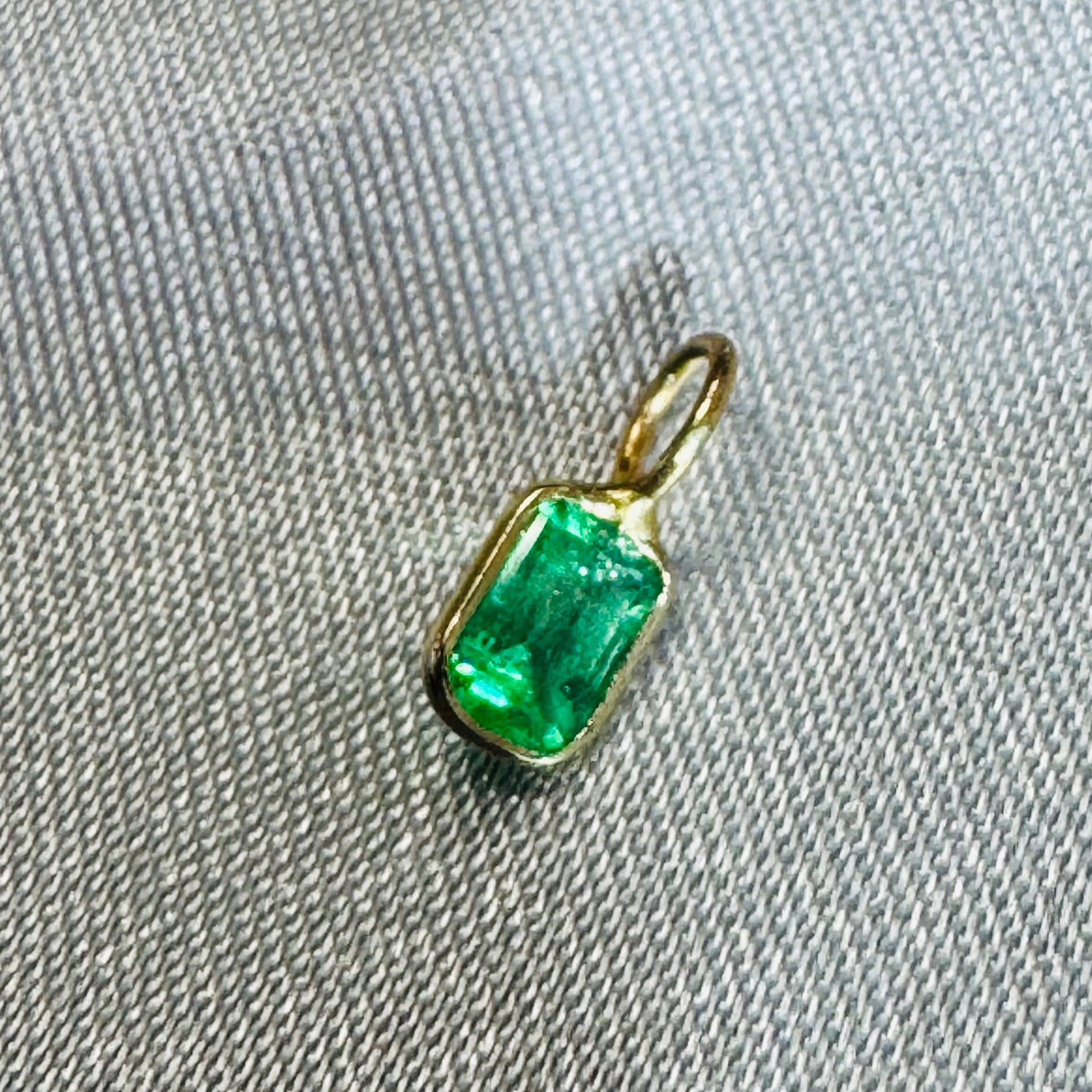 Emerald Charm Pendant 14K Yellow Gold