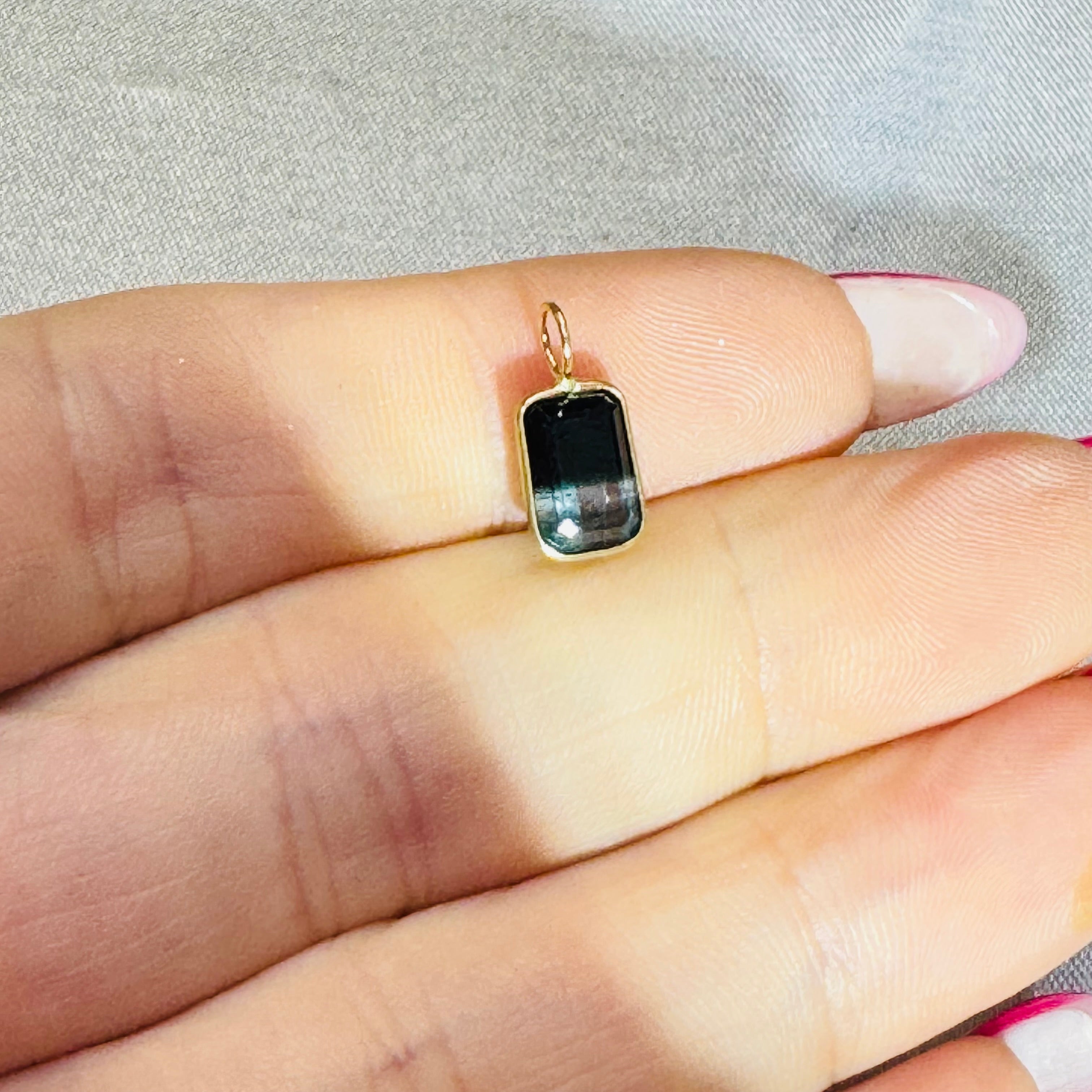 Bi Color Tourmaline Pendant 14K Yellow Gold
