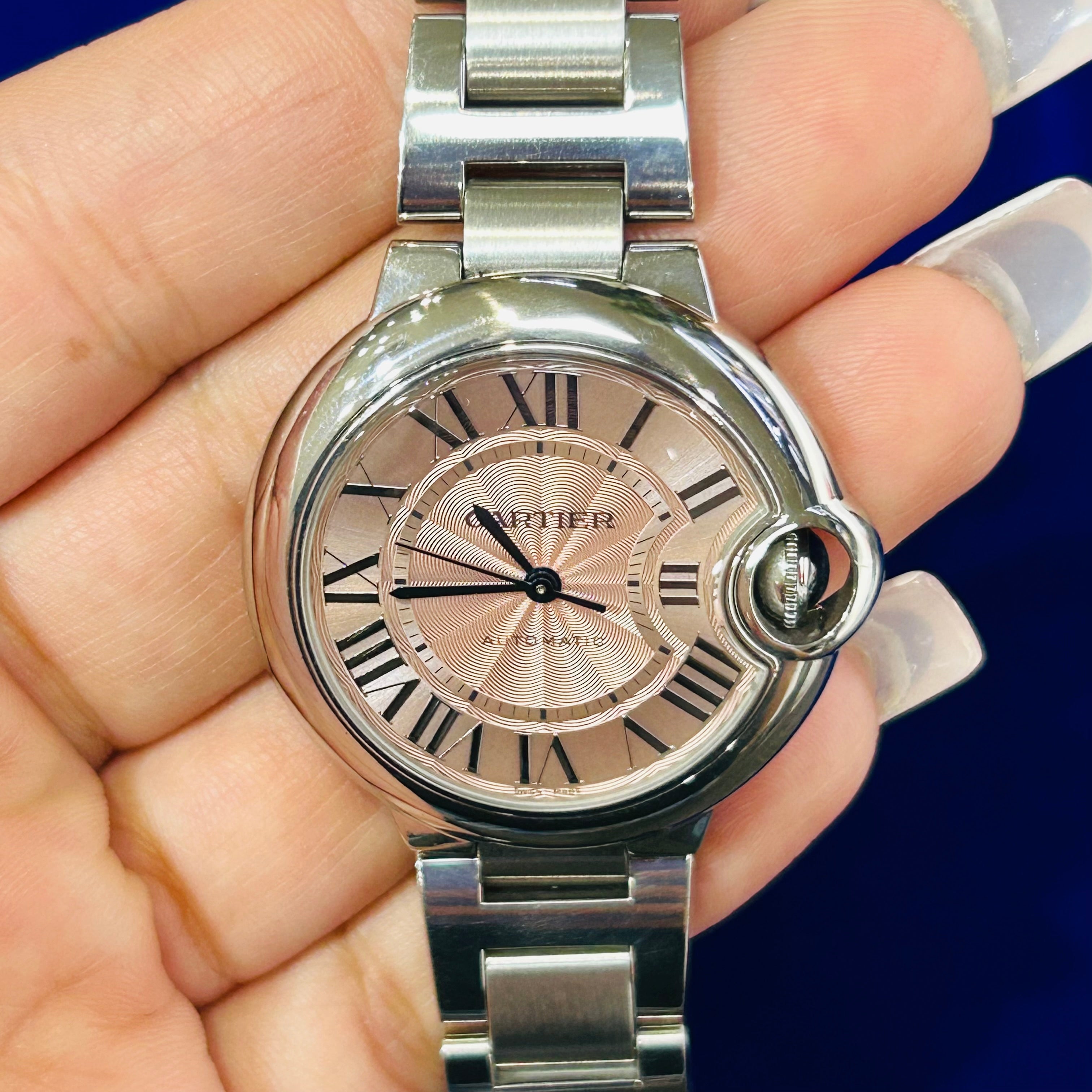 Cartier Ballon Bleu Light Pink  33MM Stainless Steel Automatic  6.5"