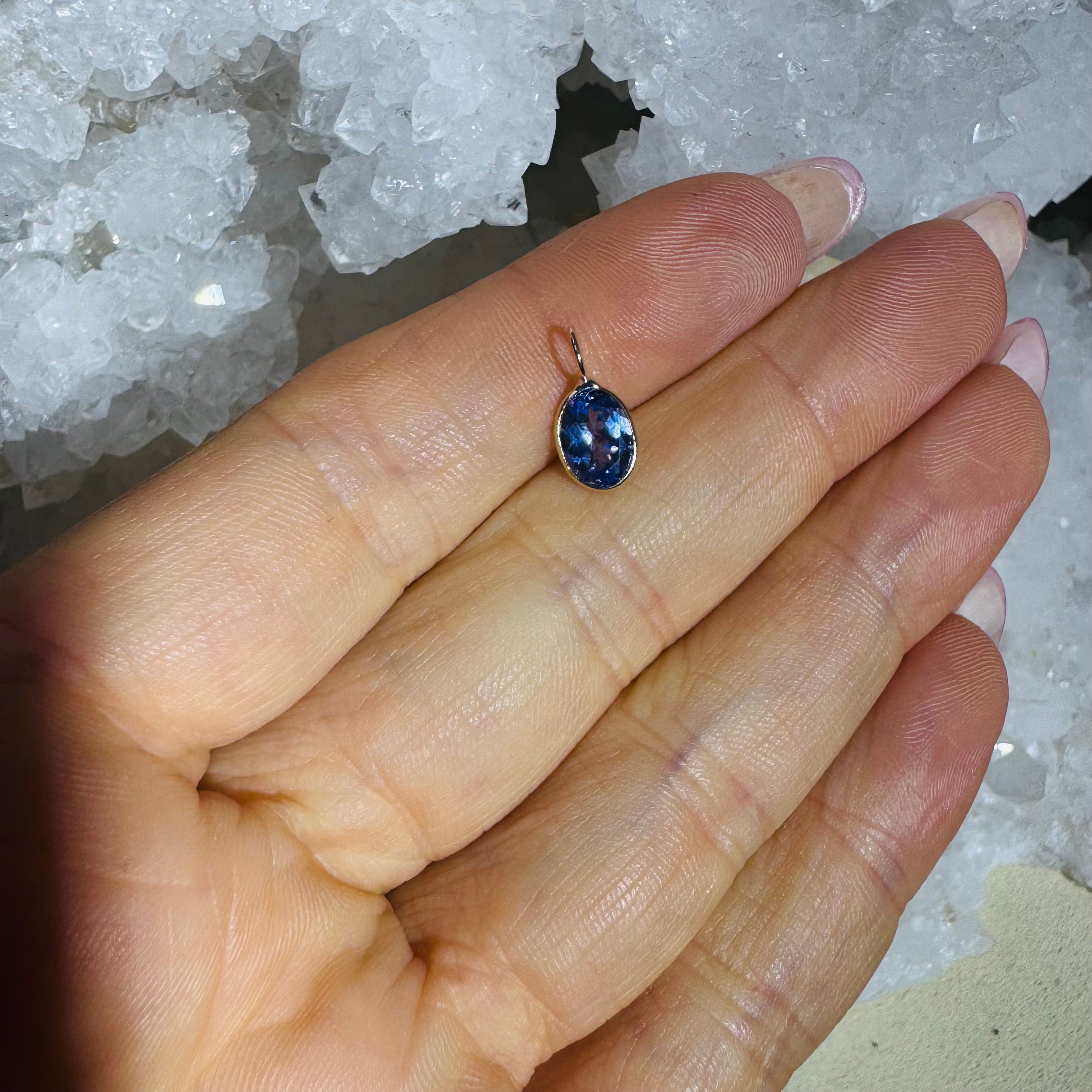 Natural Oval Tanzanite 14K Gem Charm Pendant