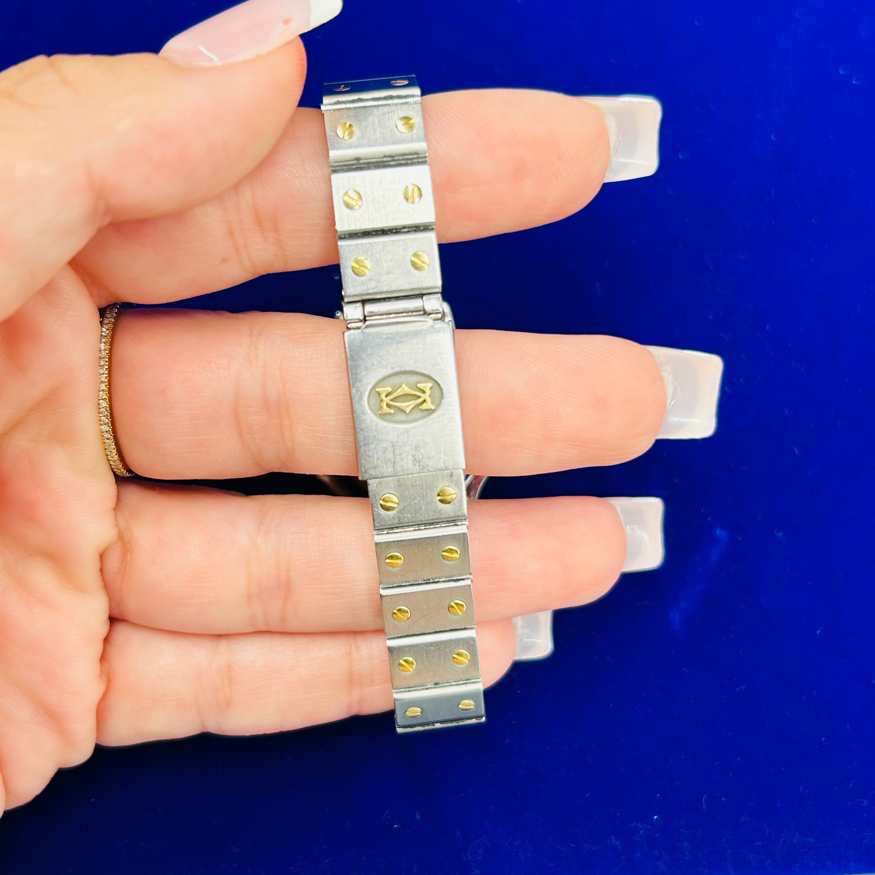 Cartier 18K Yellow Gold & Stainless Steel Octagon Santos Automatic Wrist 24mm Small Size