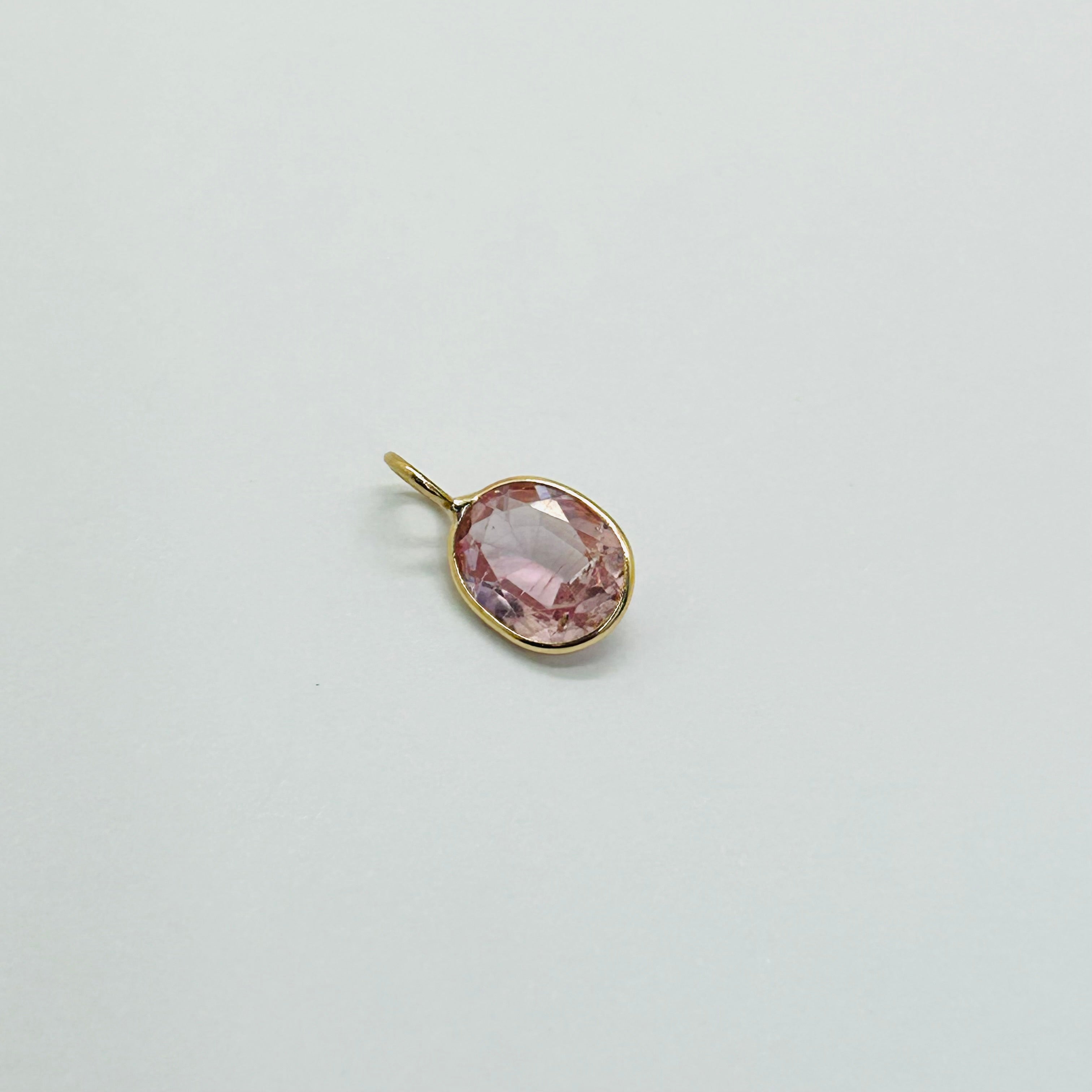 Pretty Pink Imperial Topaz and Solid 14K yellow Gold Gemstone Pendant