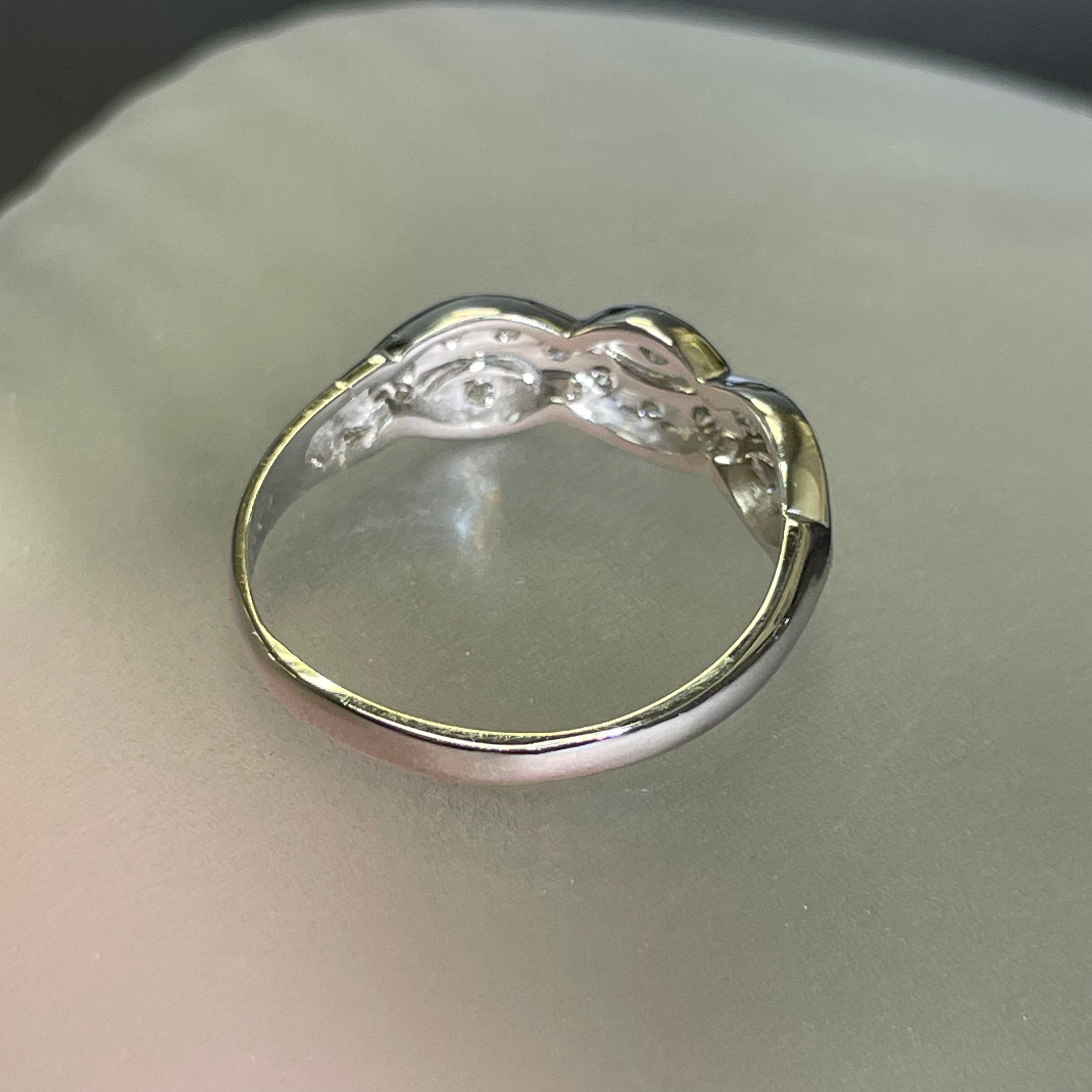 Vintage Single Cut Diamond Woven Ring Band Size 9