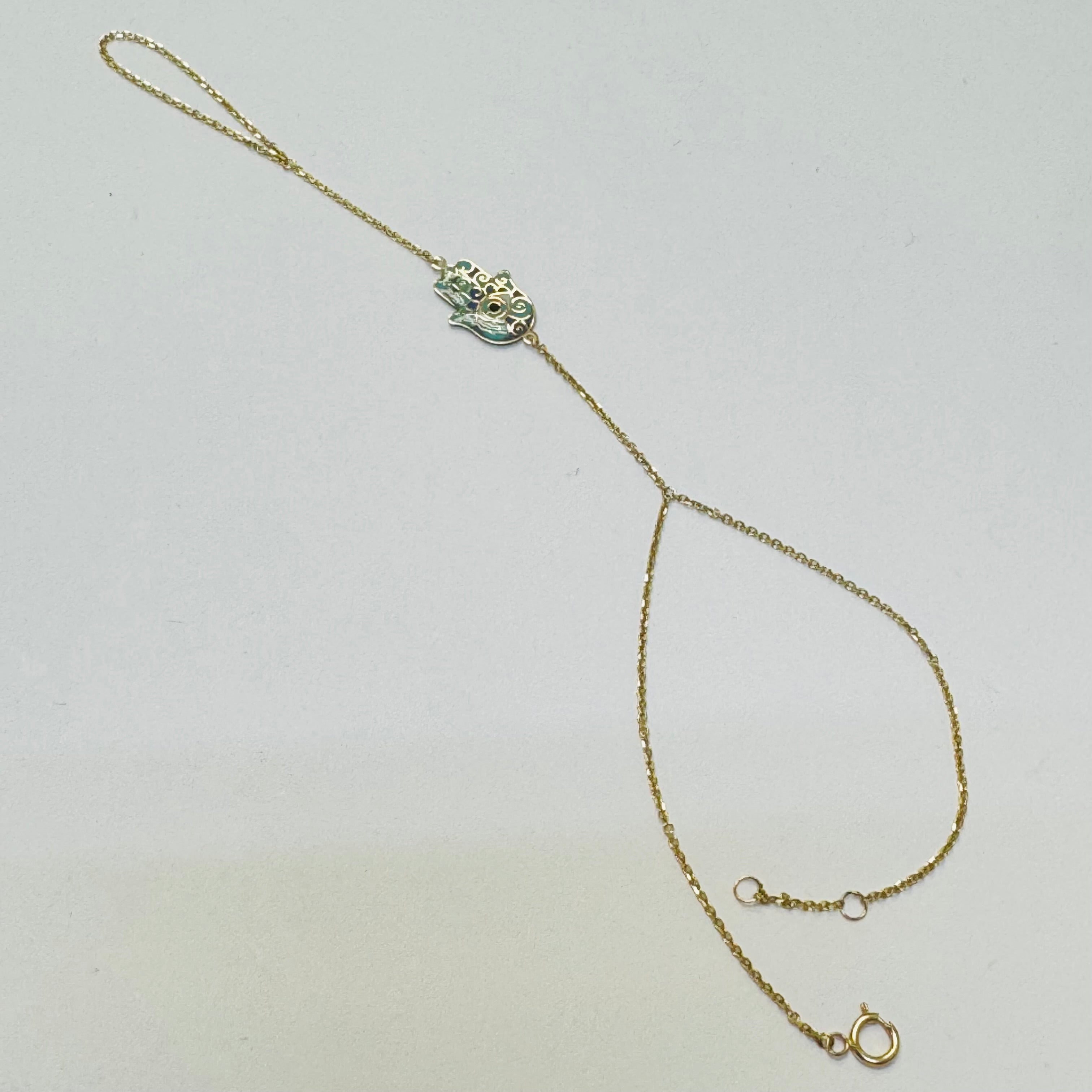 14K Yellow Gold Hamsa Handchain