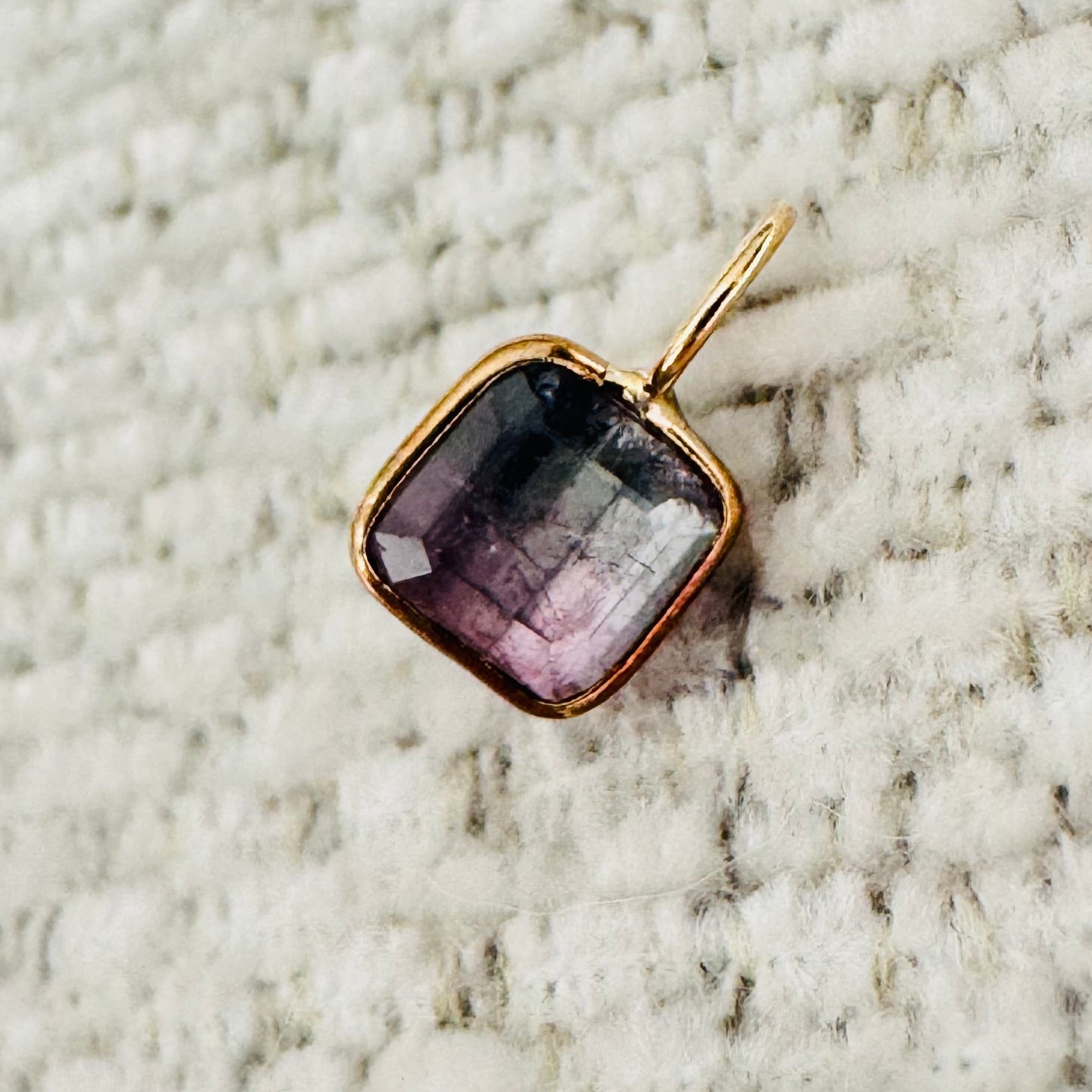 Bi Color Tourmaline 14K Yellow Gold Charm Pendant