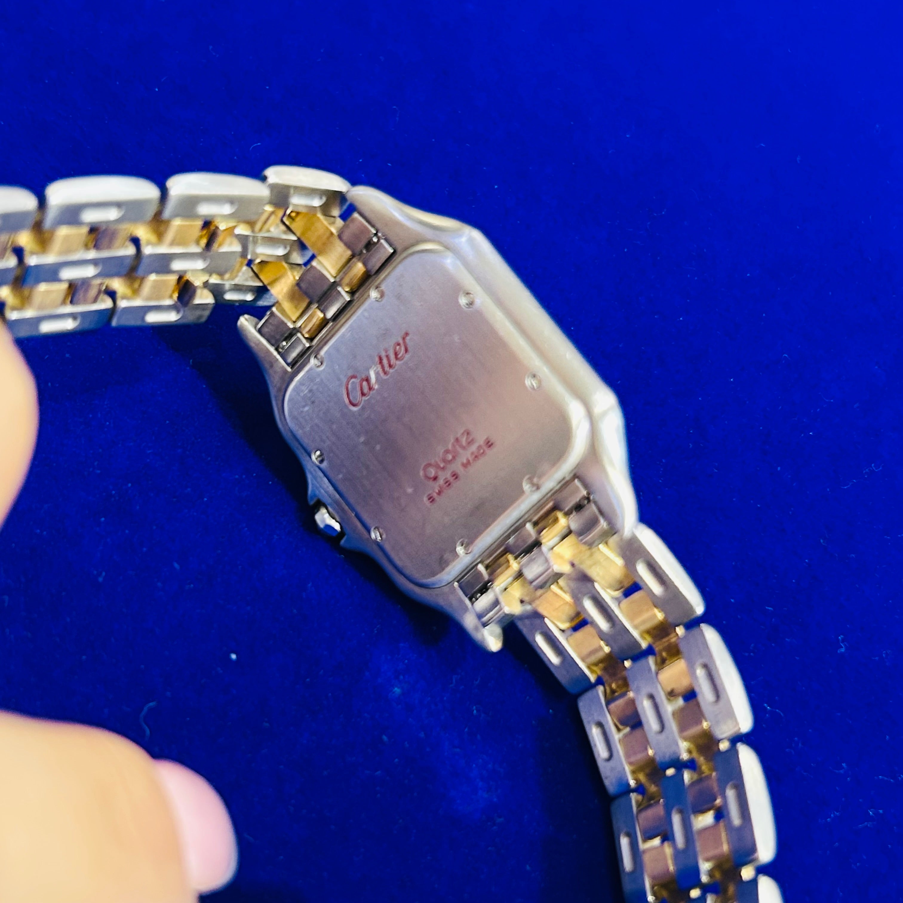 Cartier 18K Yellow Gold & Stainless Steel Panthere Quartz Watch Jumbo Two Row 7"