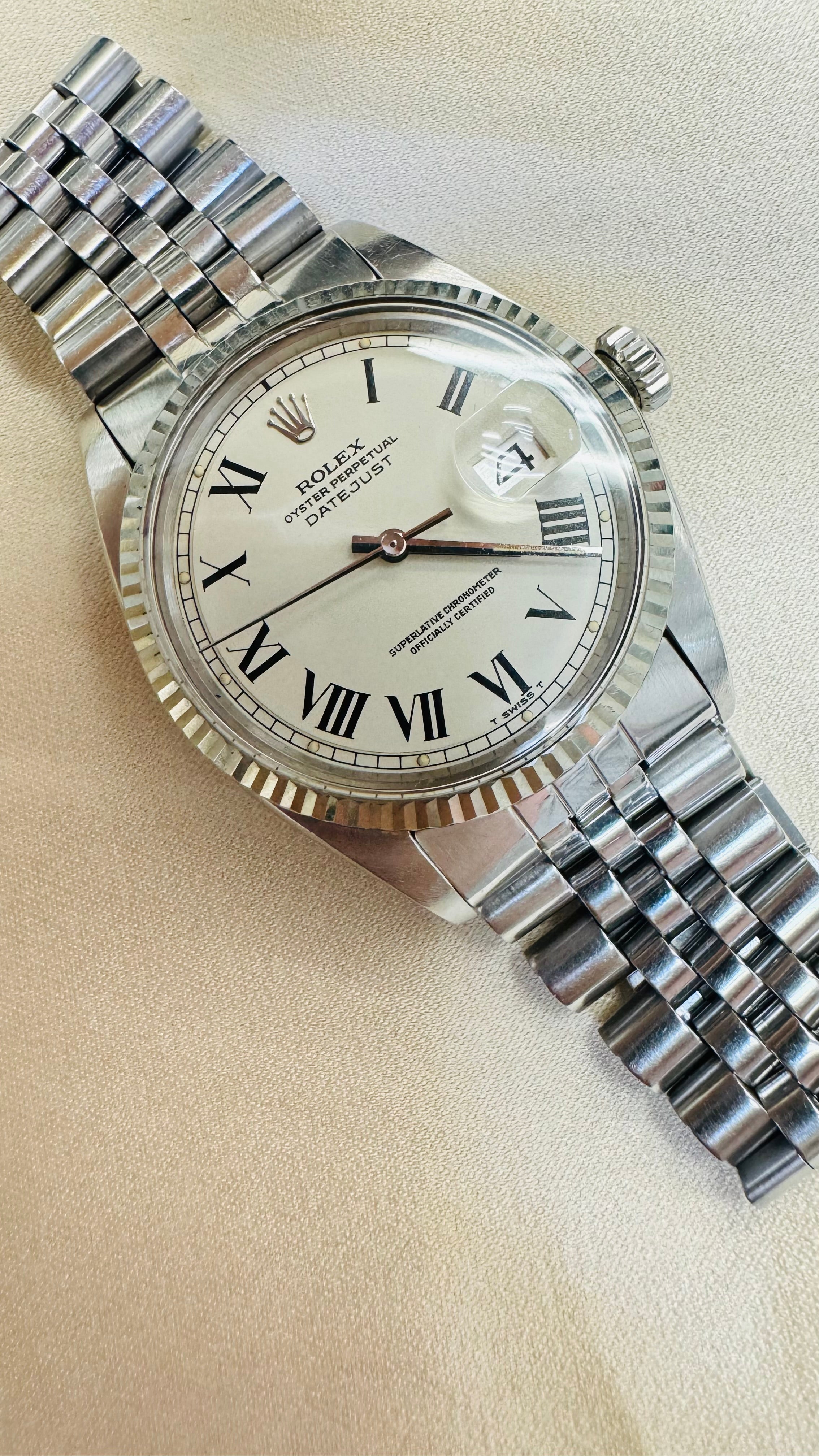 36mm Rolex with White Buckley Dial and Jubilee Bracelet