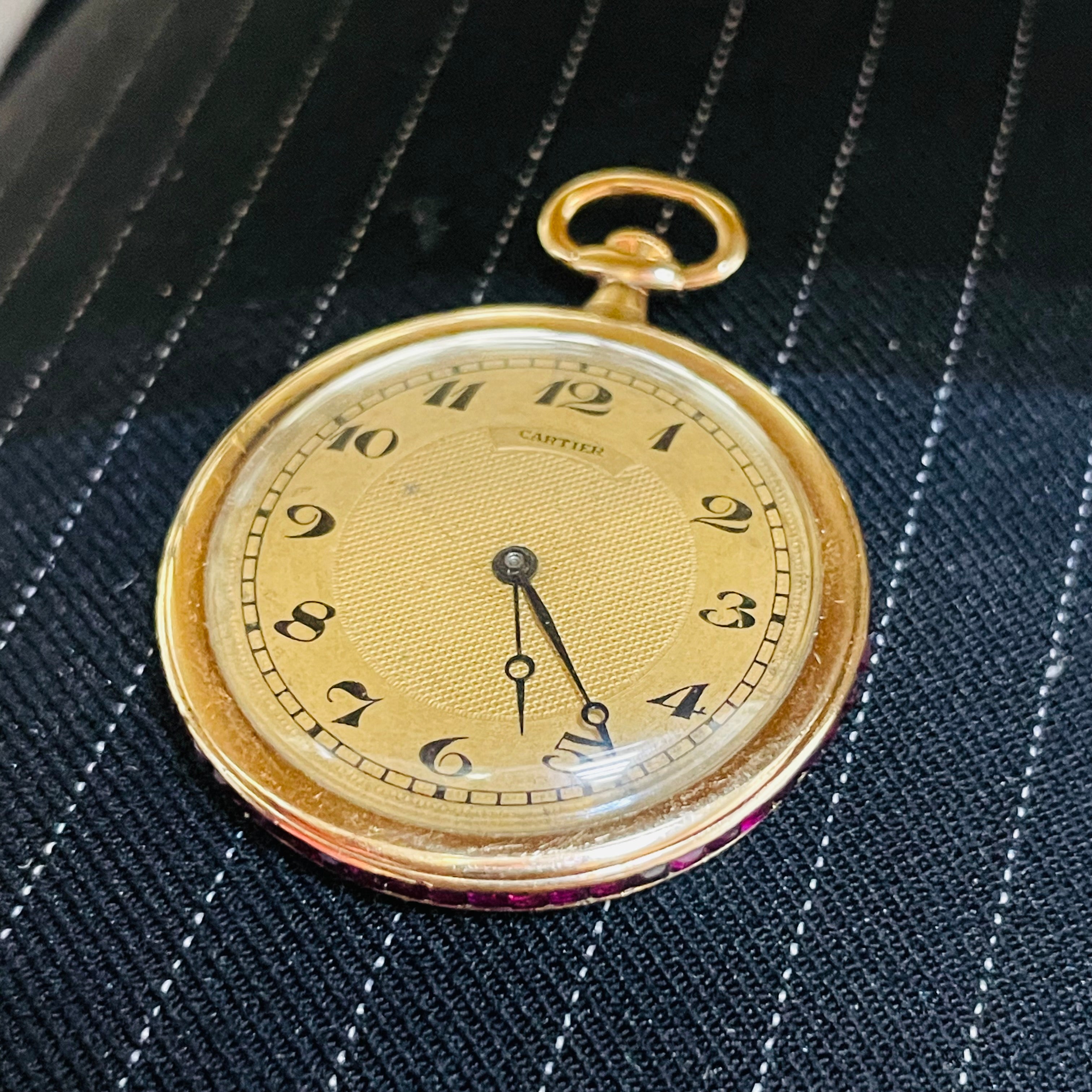 30mm Antique Cartier Ruby Pocket Watch