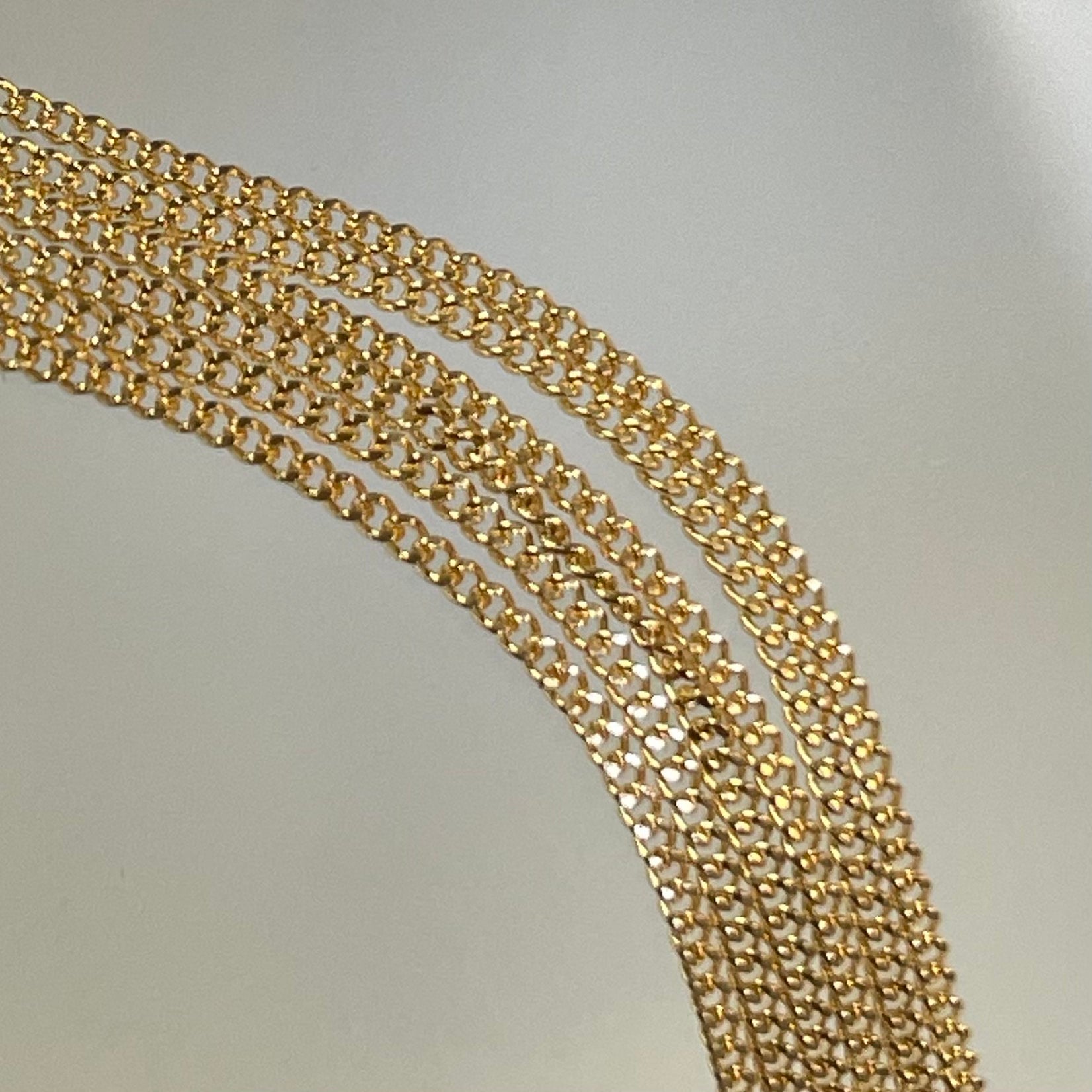 14K Yellow Gold 1mm Fine Solid Cuban Curb Chain Necklace