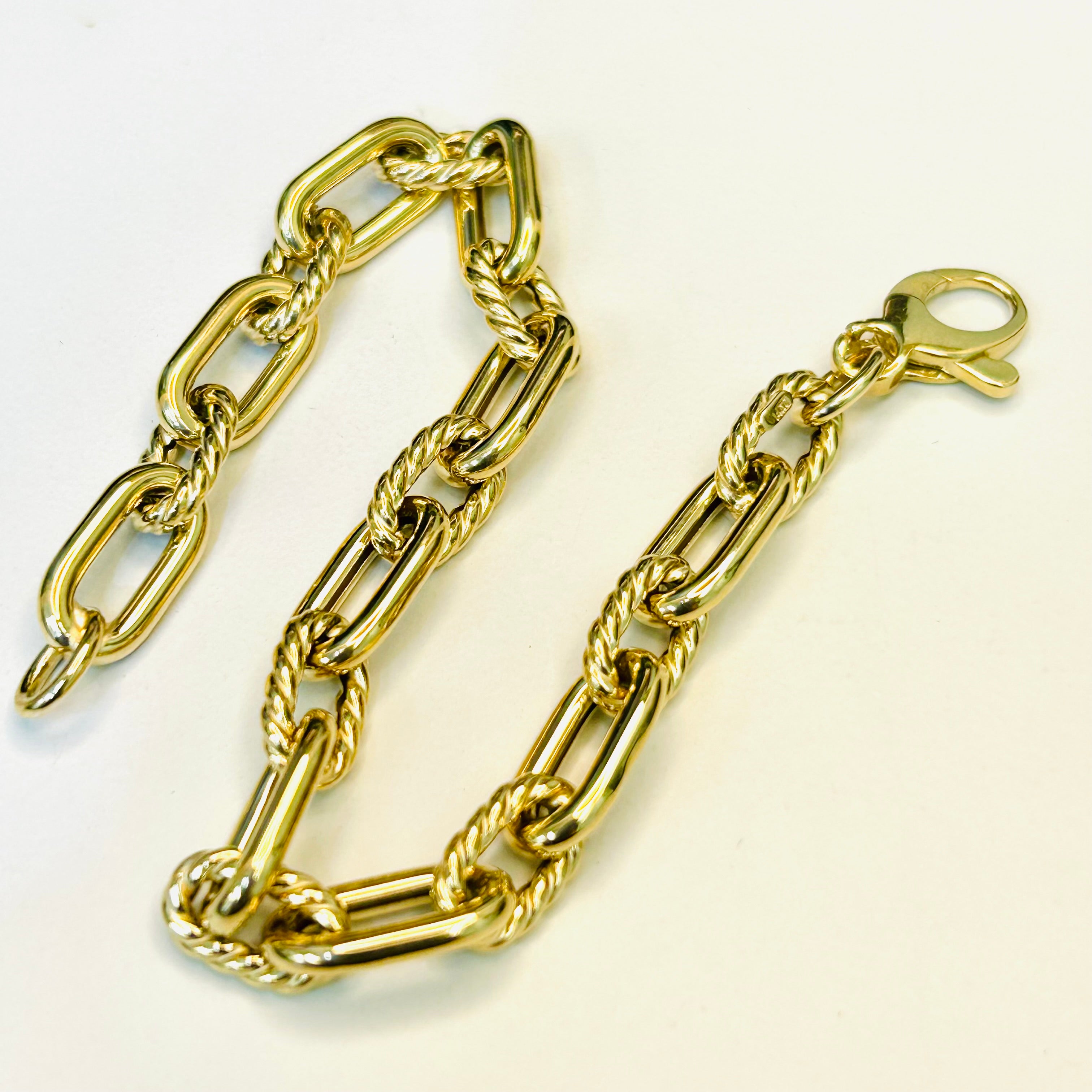 6.8mm 14K Yellow Gold Link Bracelet 7.25"