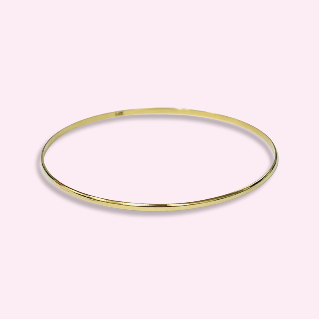 7.85” 2mm 14K Yellow Gold Smooth Bangle Bracelet