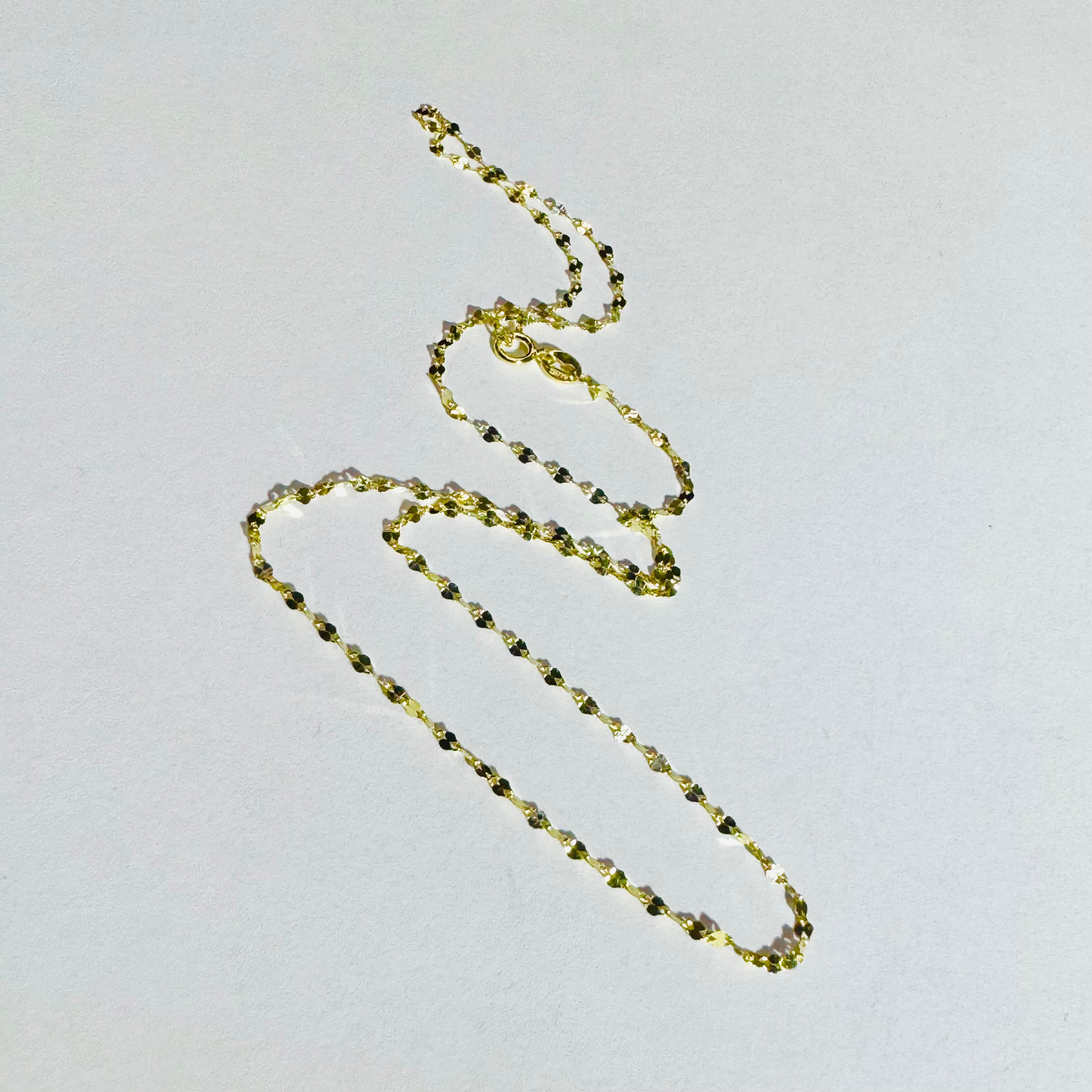1mm Solid 14K Yellow Super Shiny Sparkle Chain