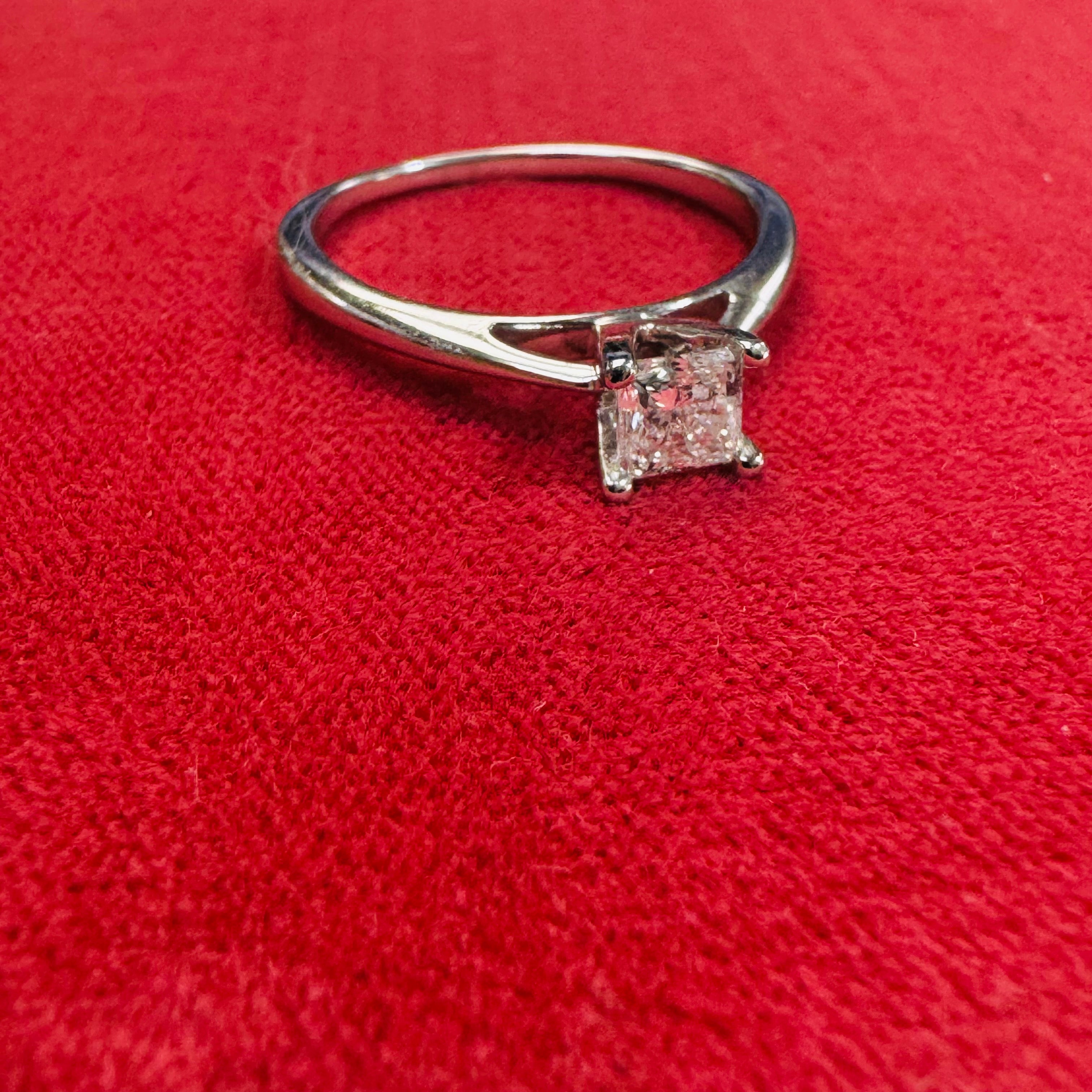 .45CT Princess Cut Diamond 18K White Gold Engagement Ring Size 8