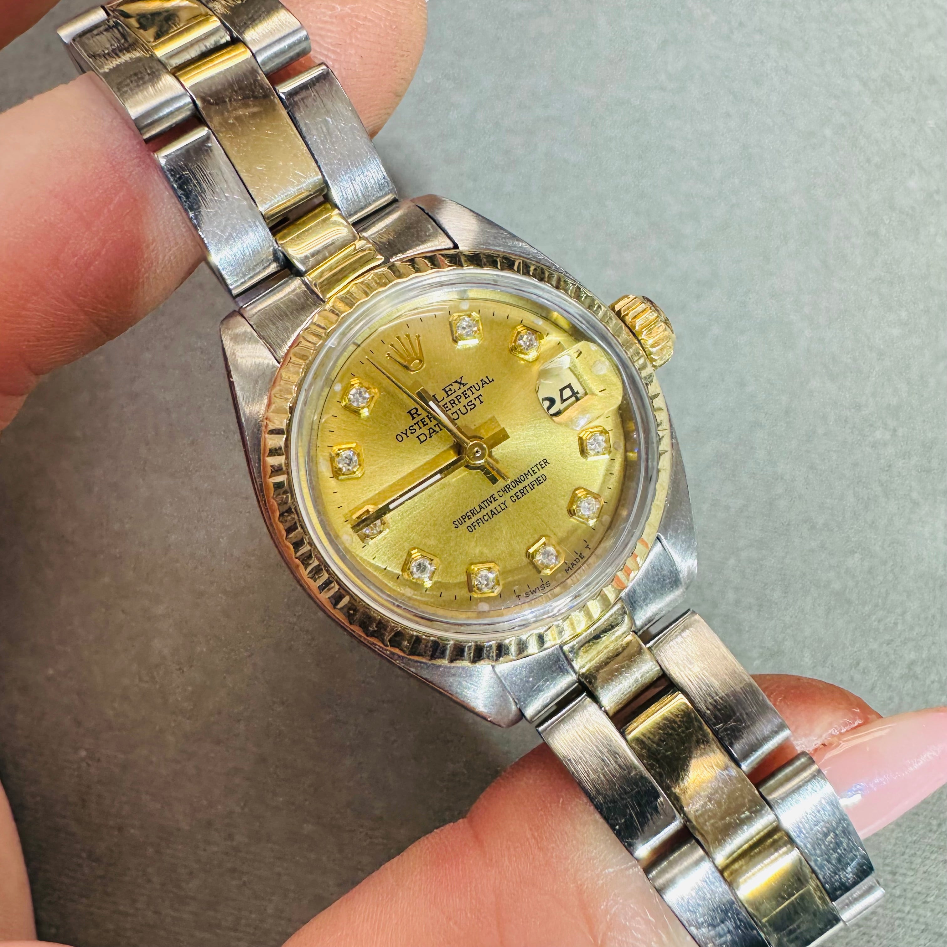 26m SS and Yellow Gold Ladies Rolex Watch with Oyster Band