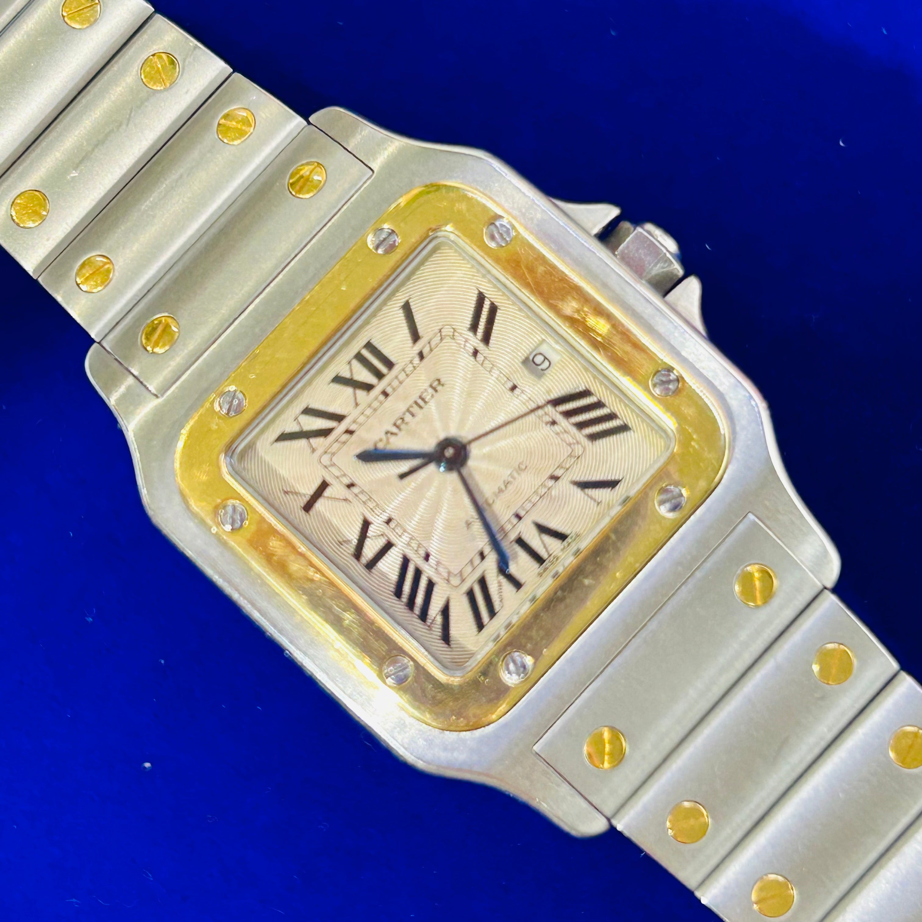 Stainless Steel & 18K Yellow Gold Cartier Santos Watch