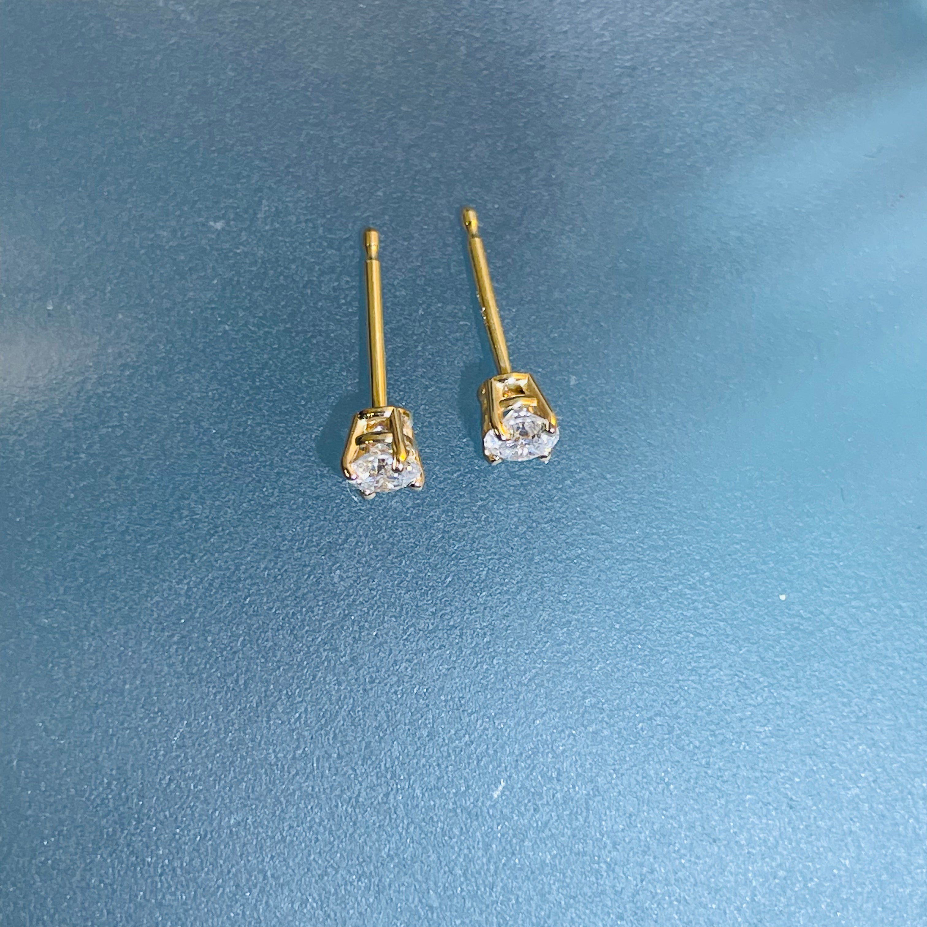 .27CTW Old Mine Cut Diamond Stud Earrings 14K Yellow Gold