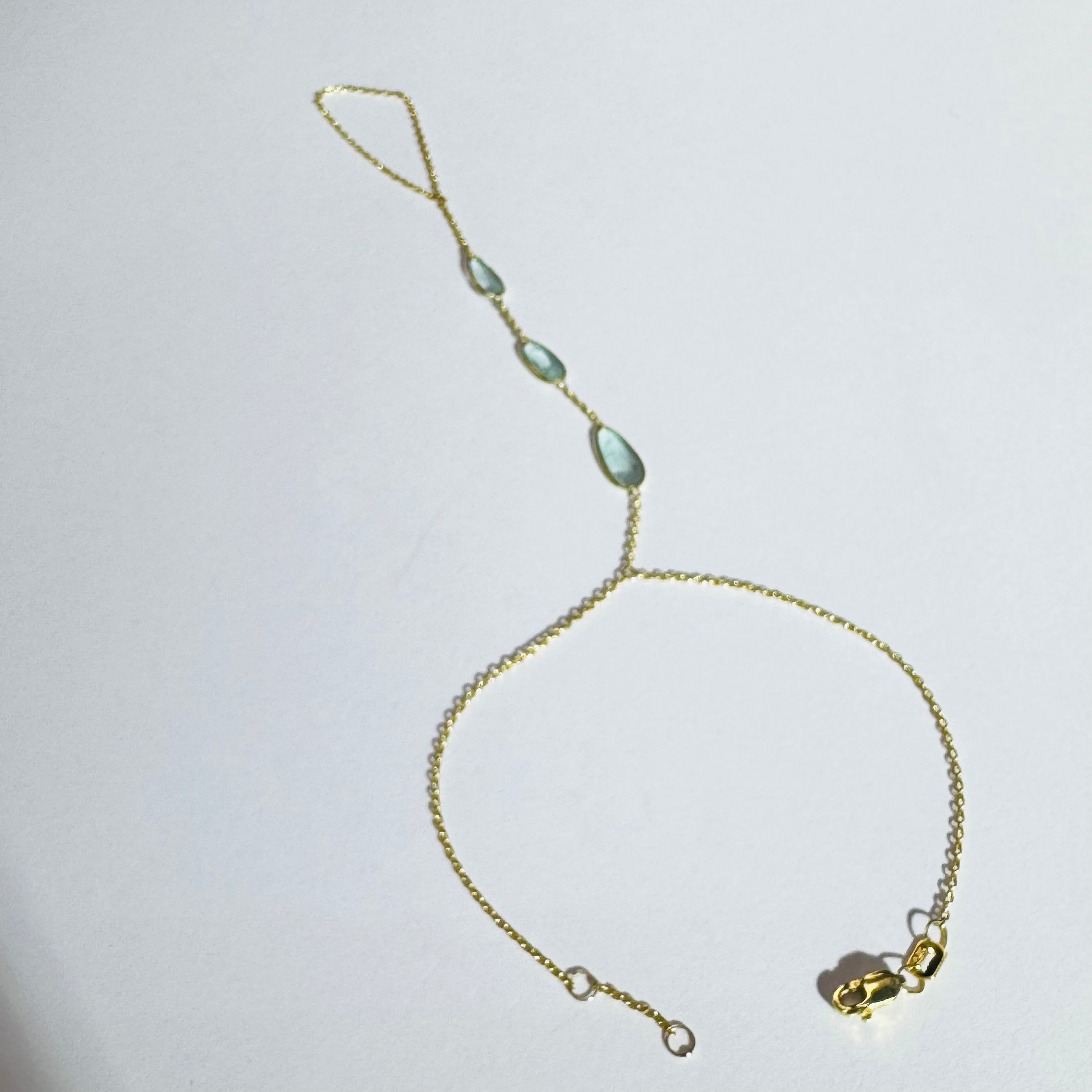 14K Yellow Gold Teal Paraiba Tourmaline Handchain
