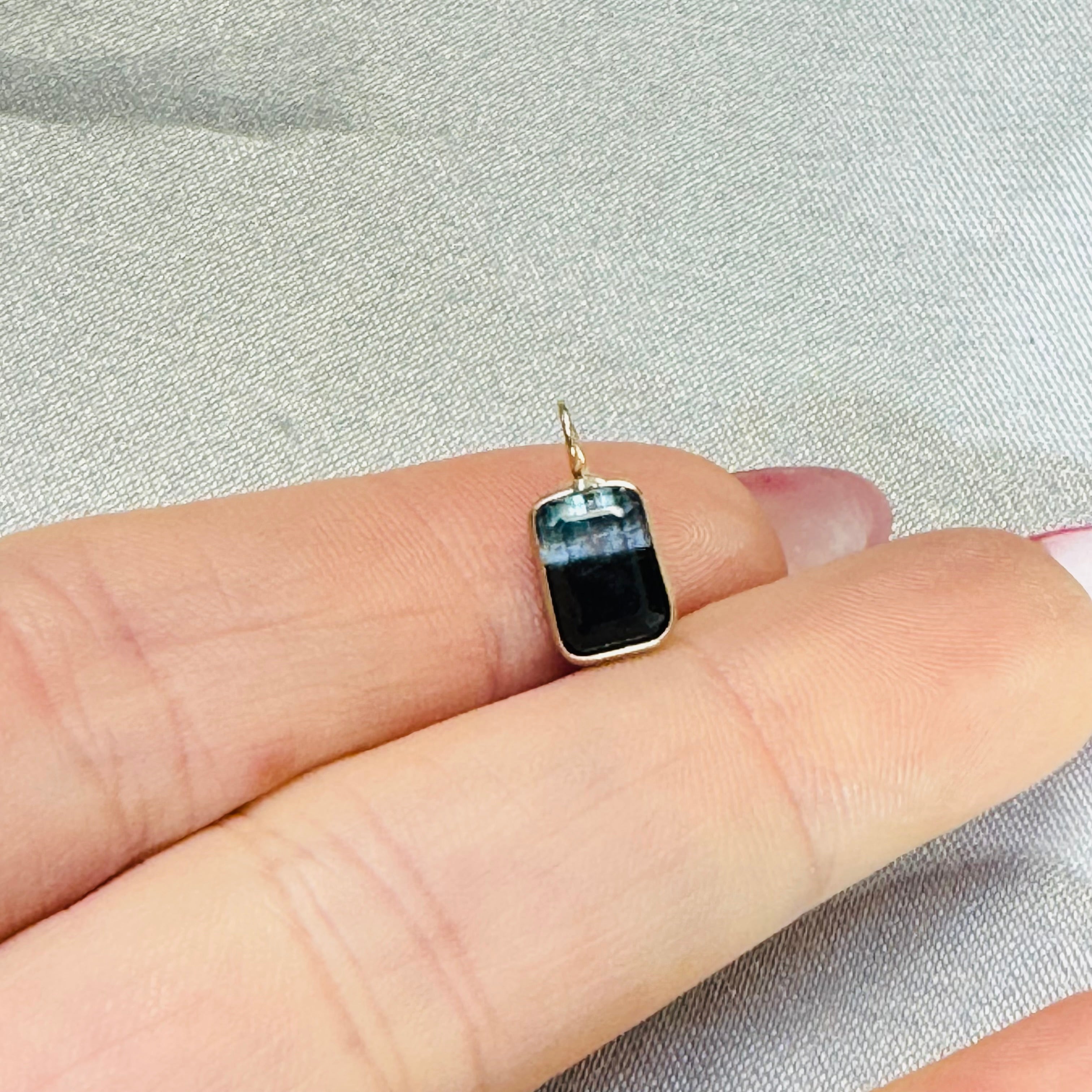 Bi Color Tourmaline Pendant 14K Yellow Gold