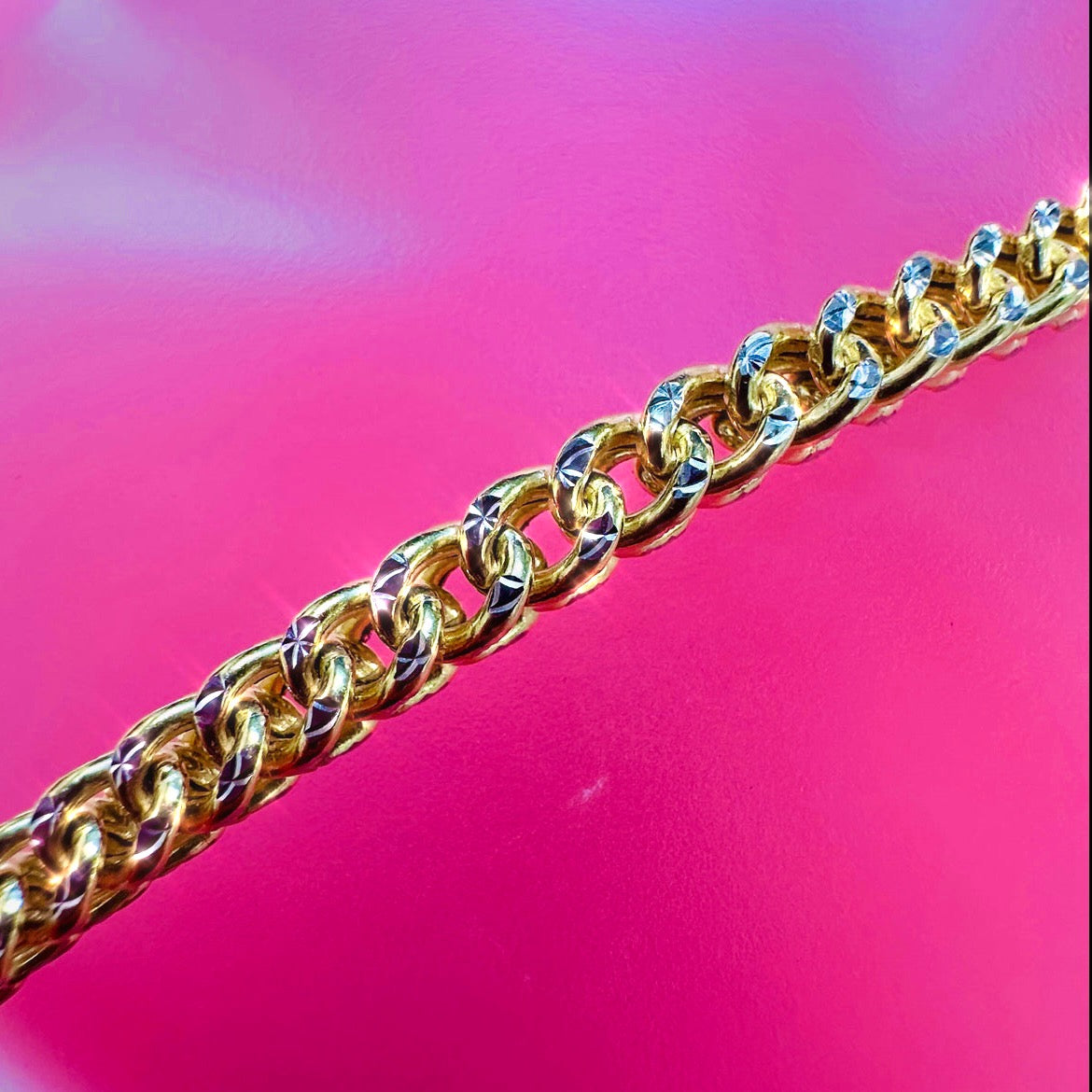 8.25” 10K Yellow Gold With White Diamond Cut Franco Bracelet