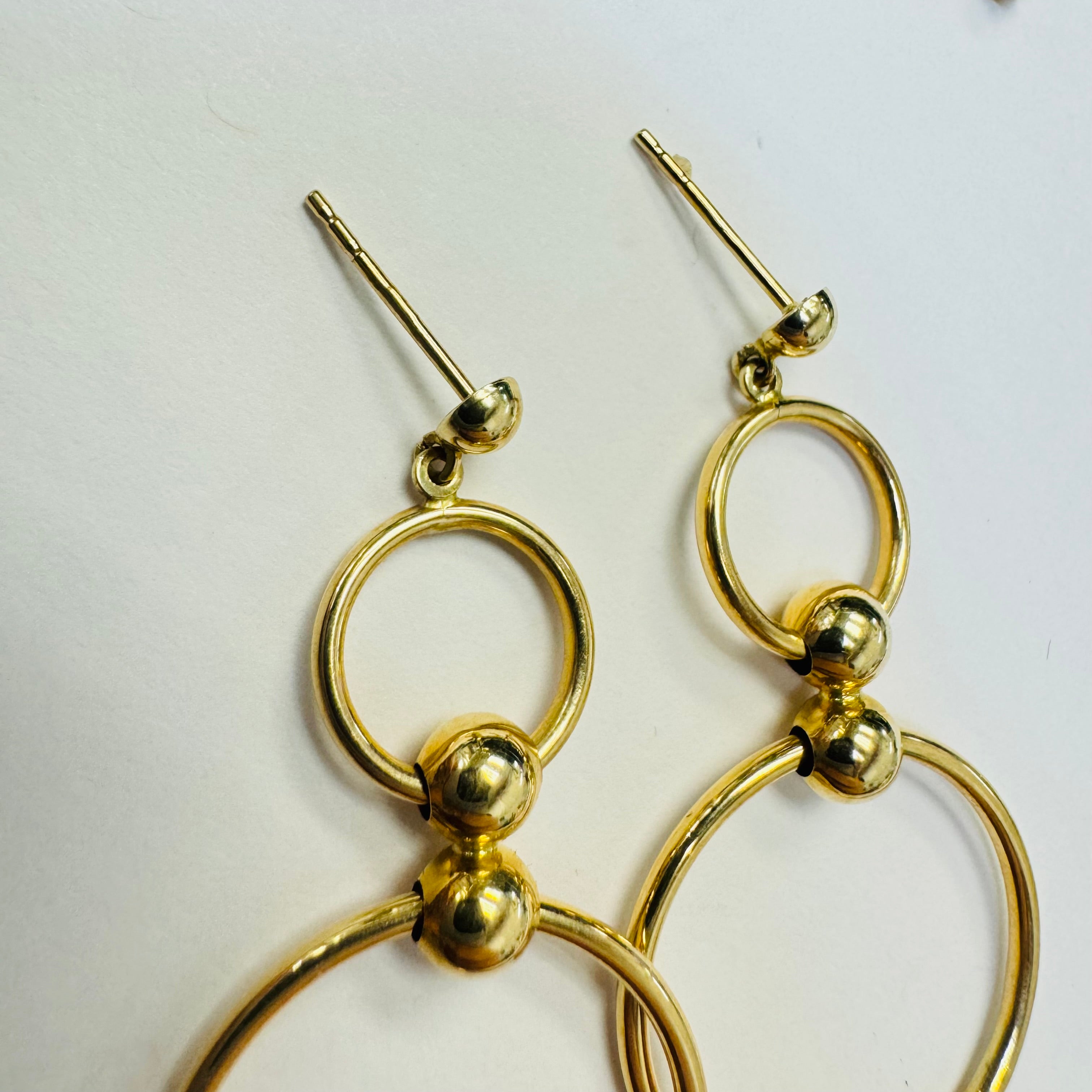 Fabulous 1.75" Door Knocker  14K Yellow Gold Drop Earrings