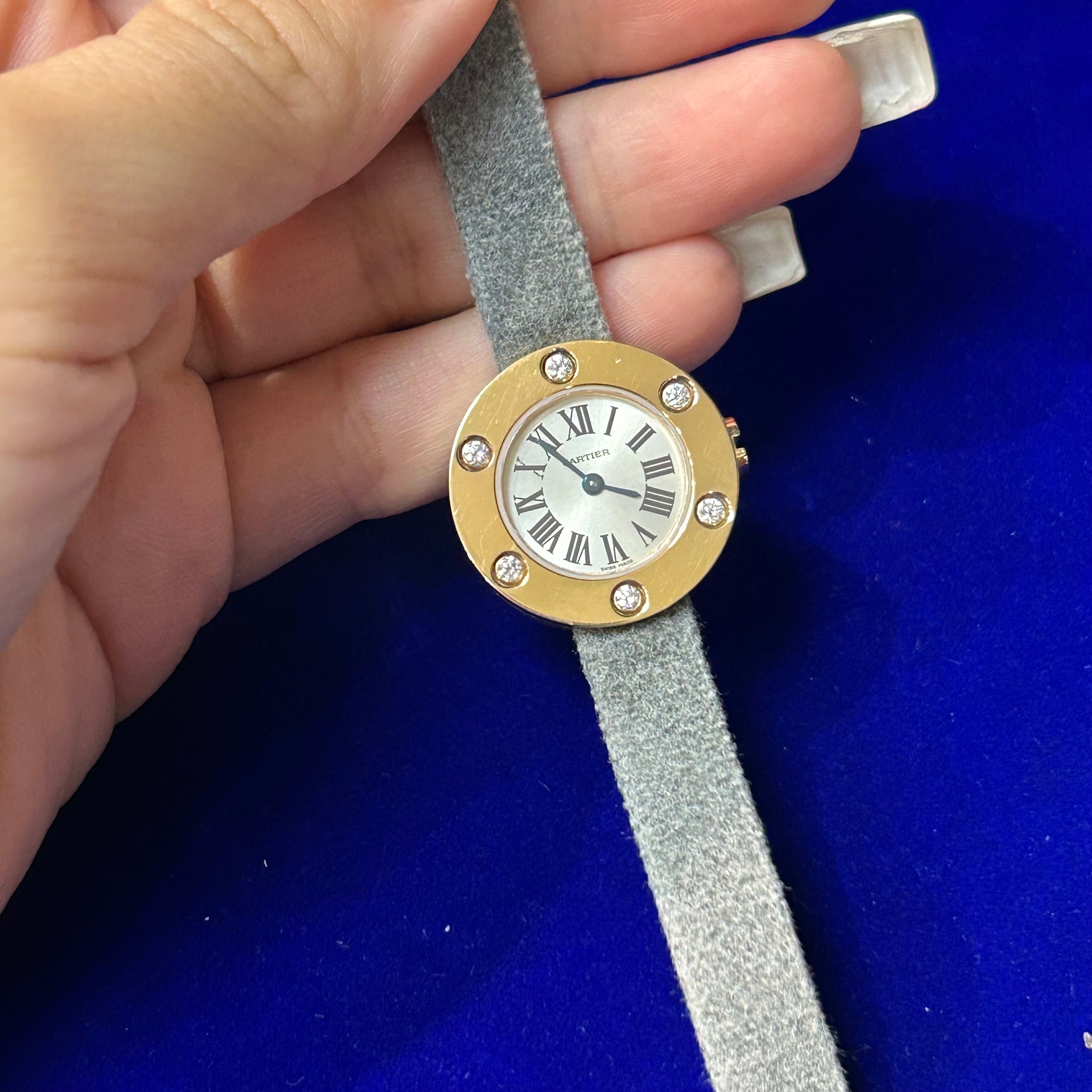 Cartier Love 23mm 18K Rose Gold Diamond-Set Quartz Watch 7.5"