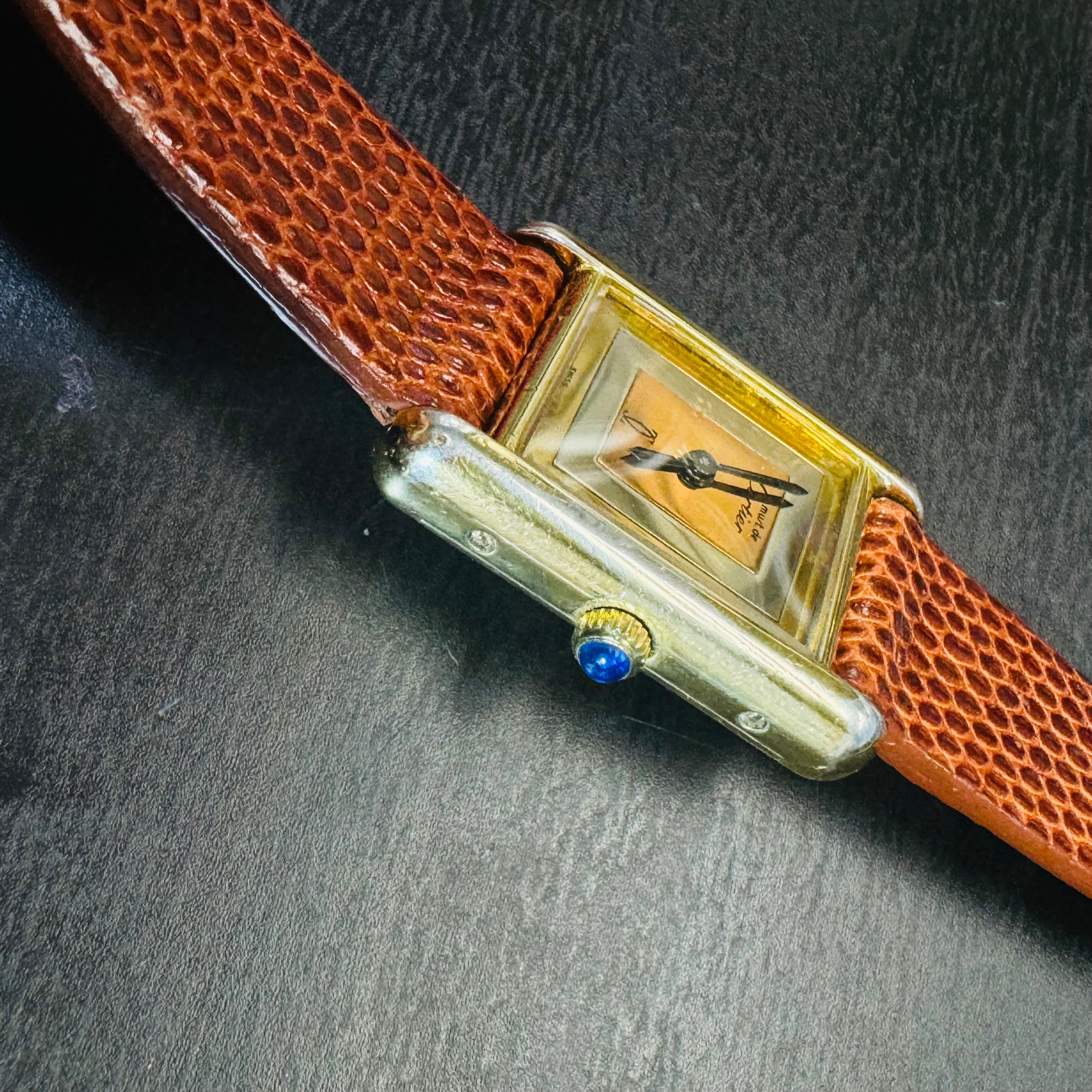 24mm Gold Vermeil Tritone Face Cartier Tank Wristwatch