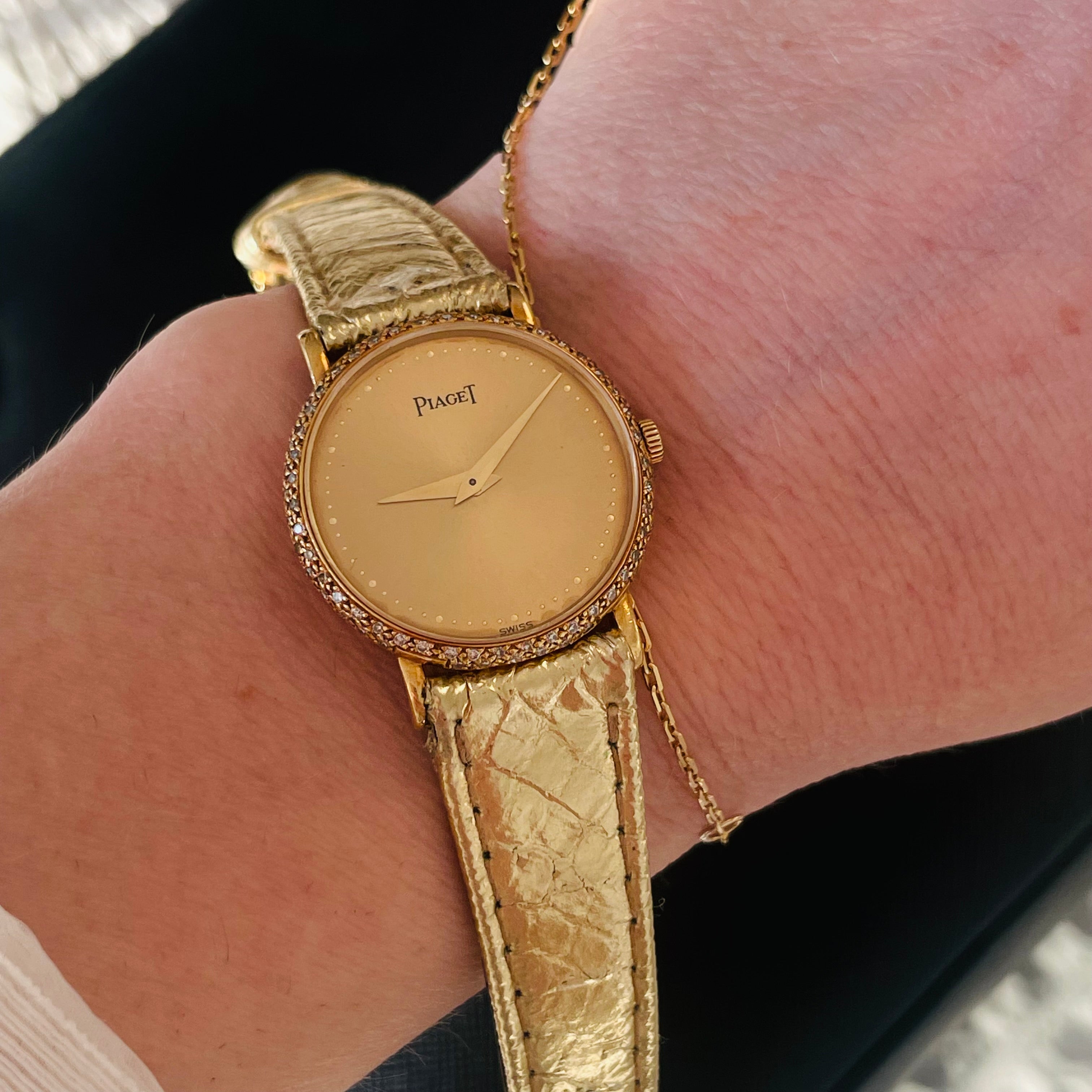 21mm Ladies Piaget 18K Yellow Gold Watch with Gold Strap