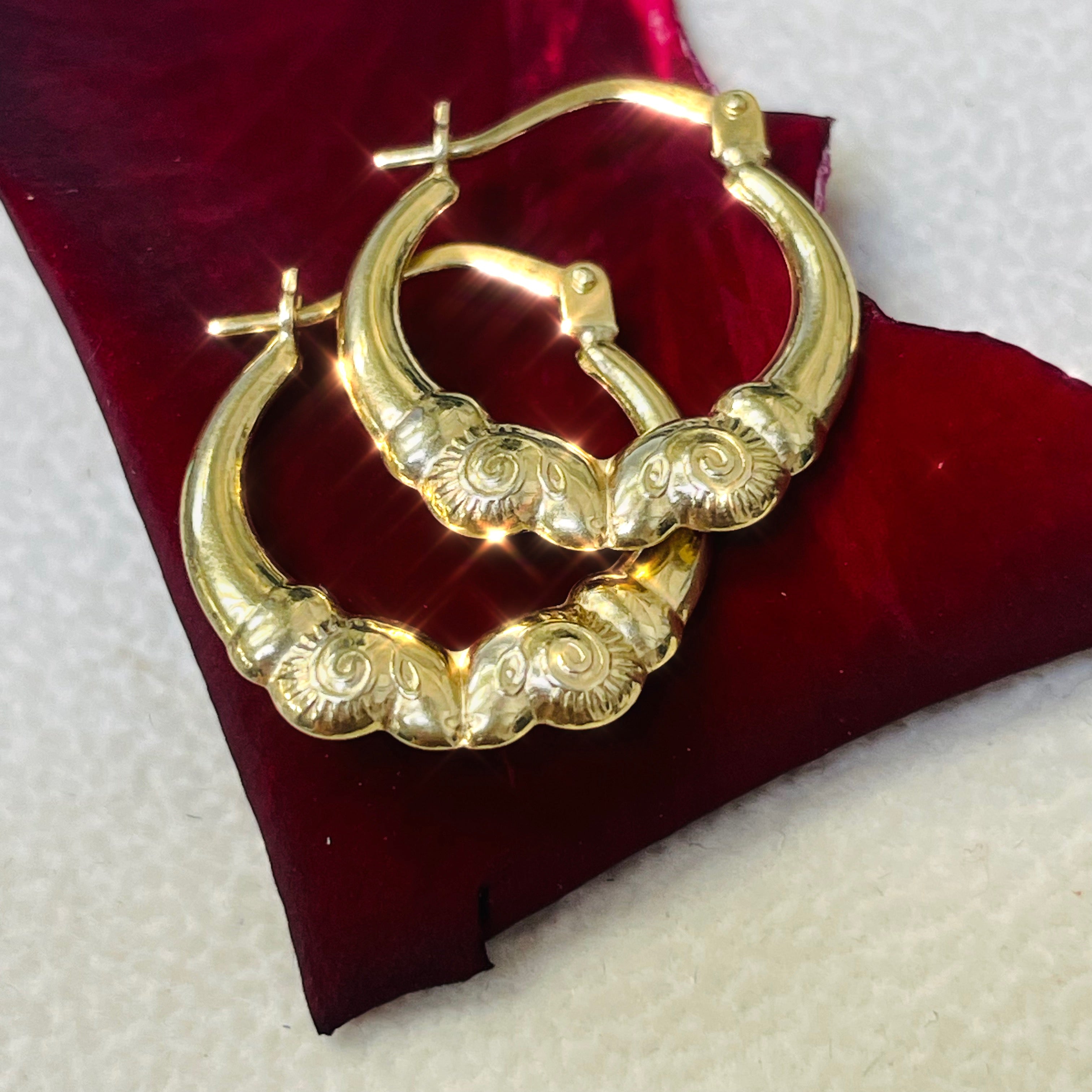 3/4” 10K Yellow Gold Double Puffed Ram Hoop Earrings