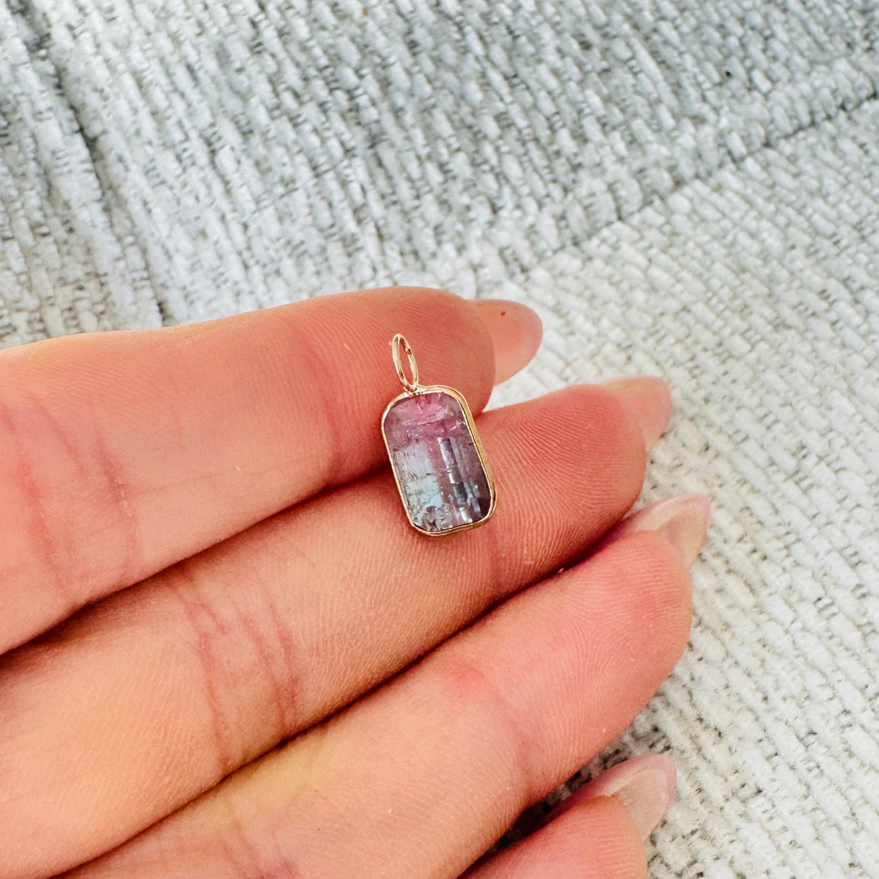 Bi Color Tourmaline 14K Yellow Gold Charm Pendant