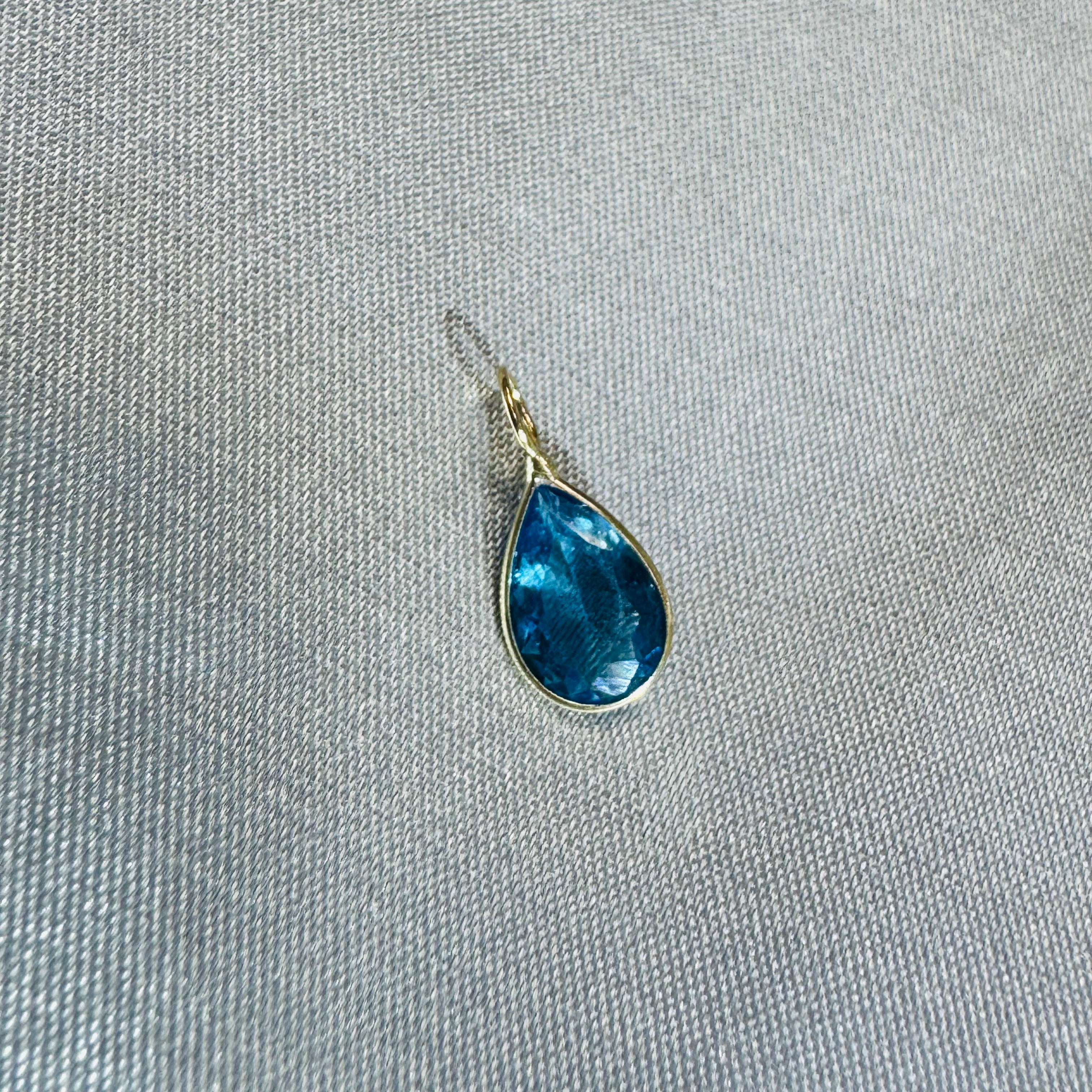 Blue Topaz Pear 14K Gem Charm
