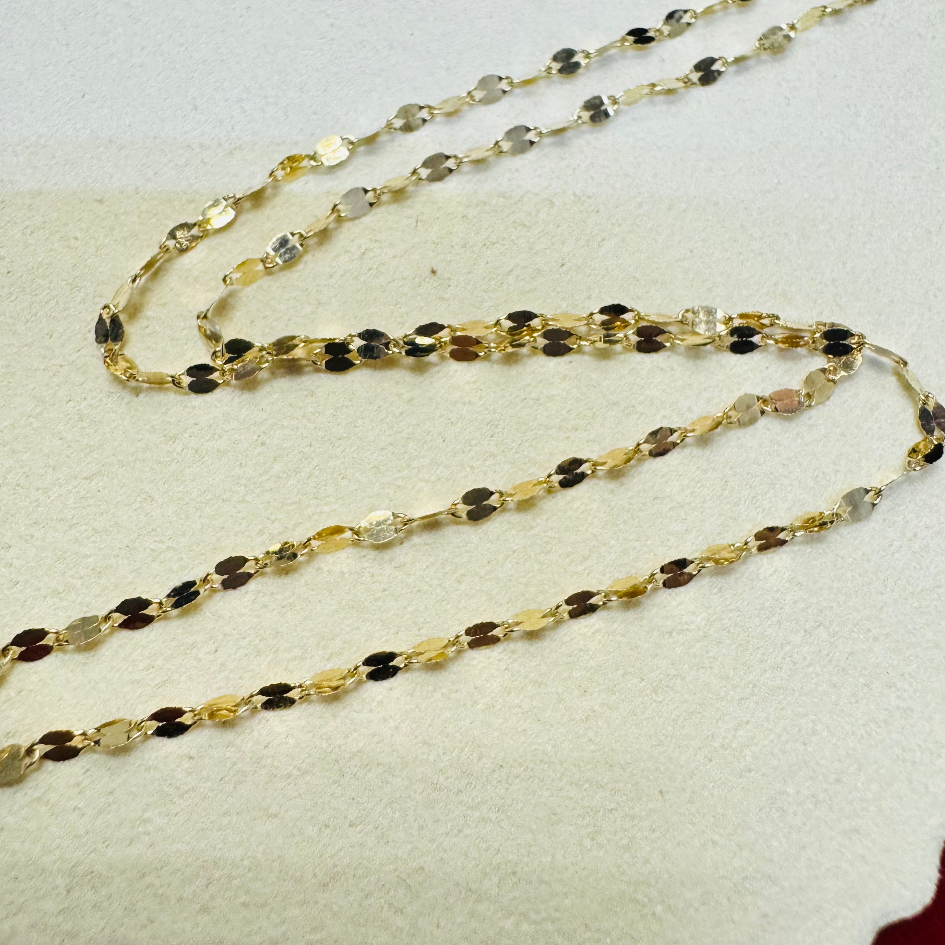 18” 2.5mm Solid 14K Yellow Gold Diamond Cut Sparkle Mirror Chain Necklace