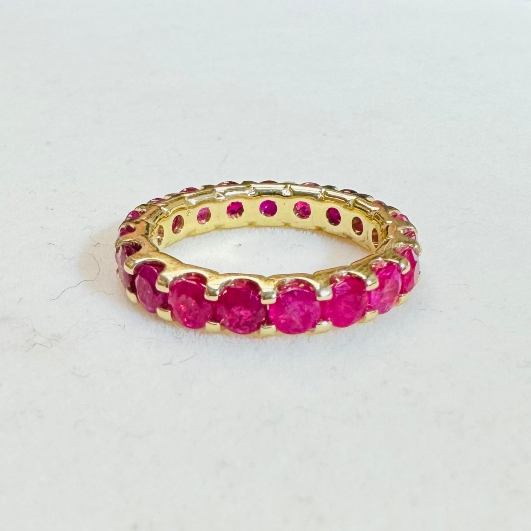 14k Yellow Gold Natural Ruby Gem Eternity Ring Band Size 4.5