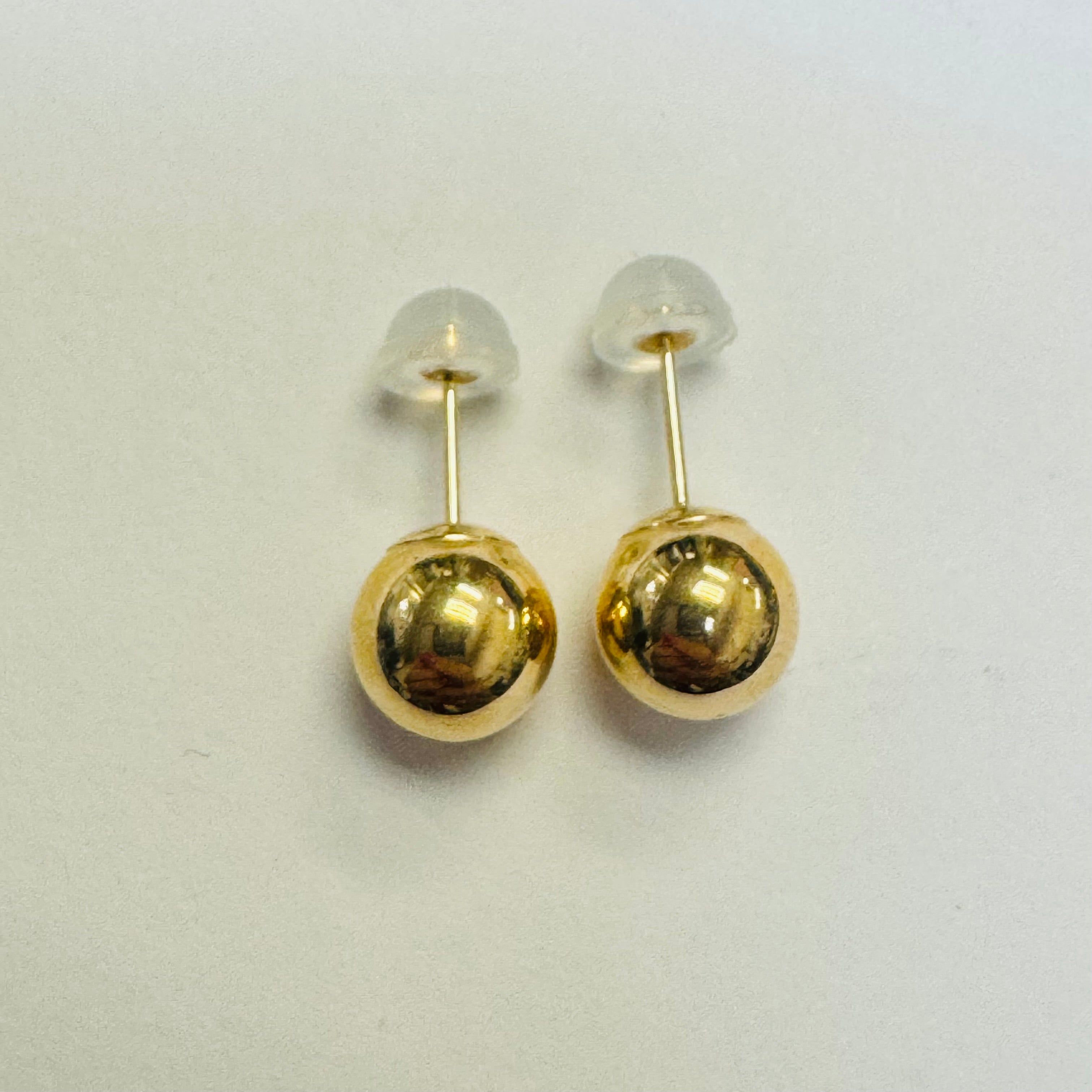 8mm 10K Yellow Gold Ball Stud Earrings