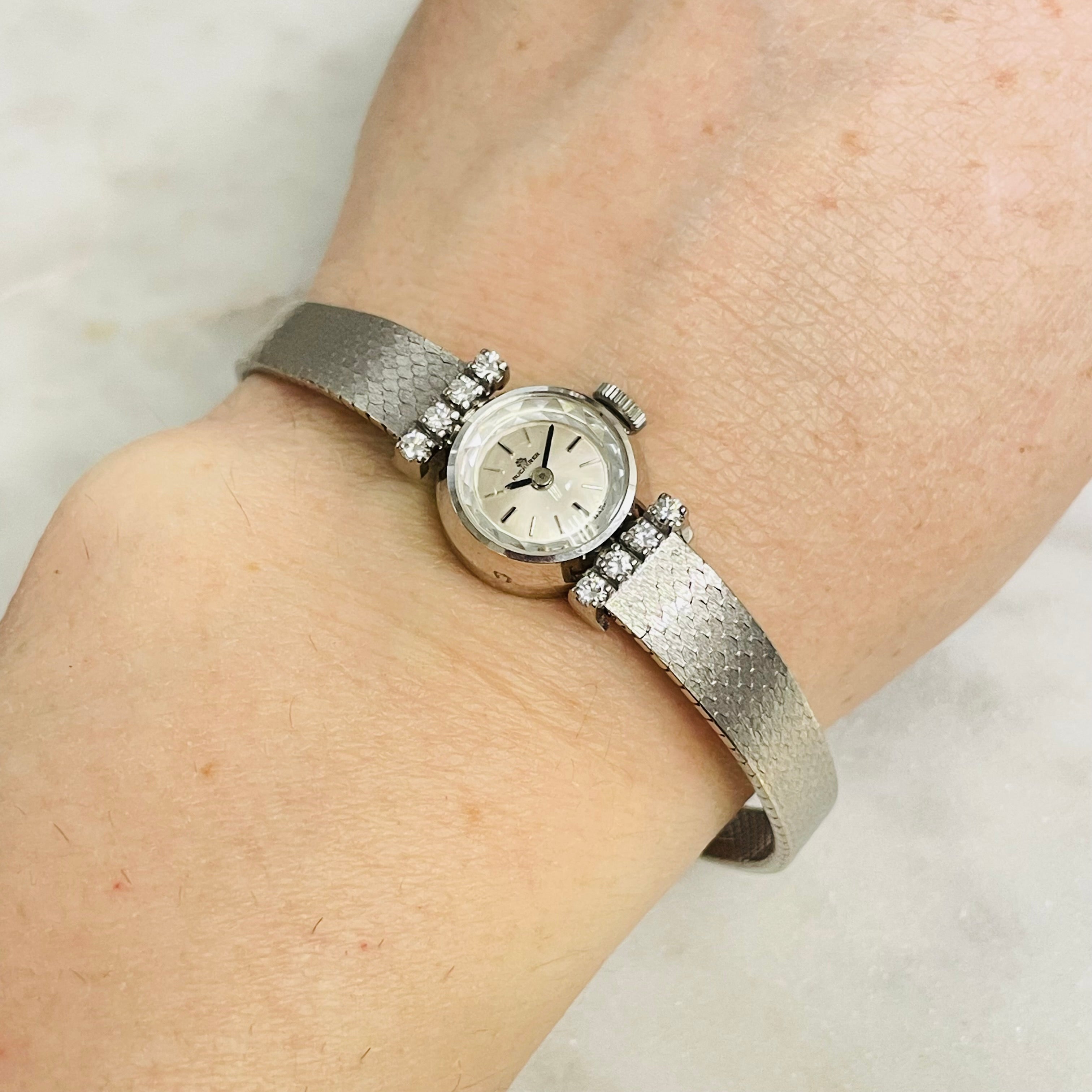 Bucherer Diamond 18K White Gold Vintage Ladies Wristwatch