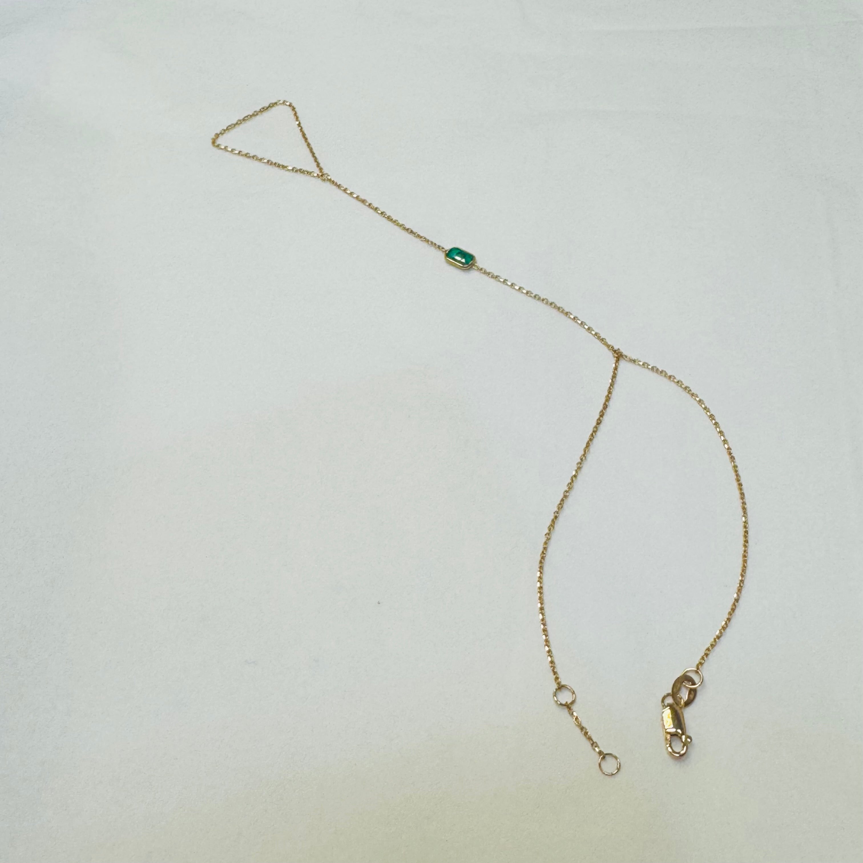 14k Rose Gold Colombian Emerald Handchain