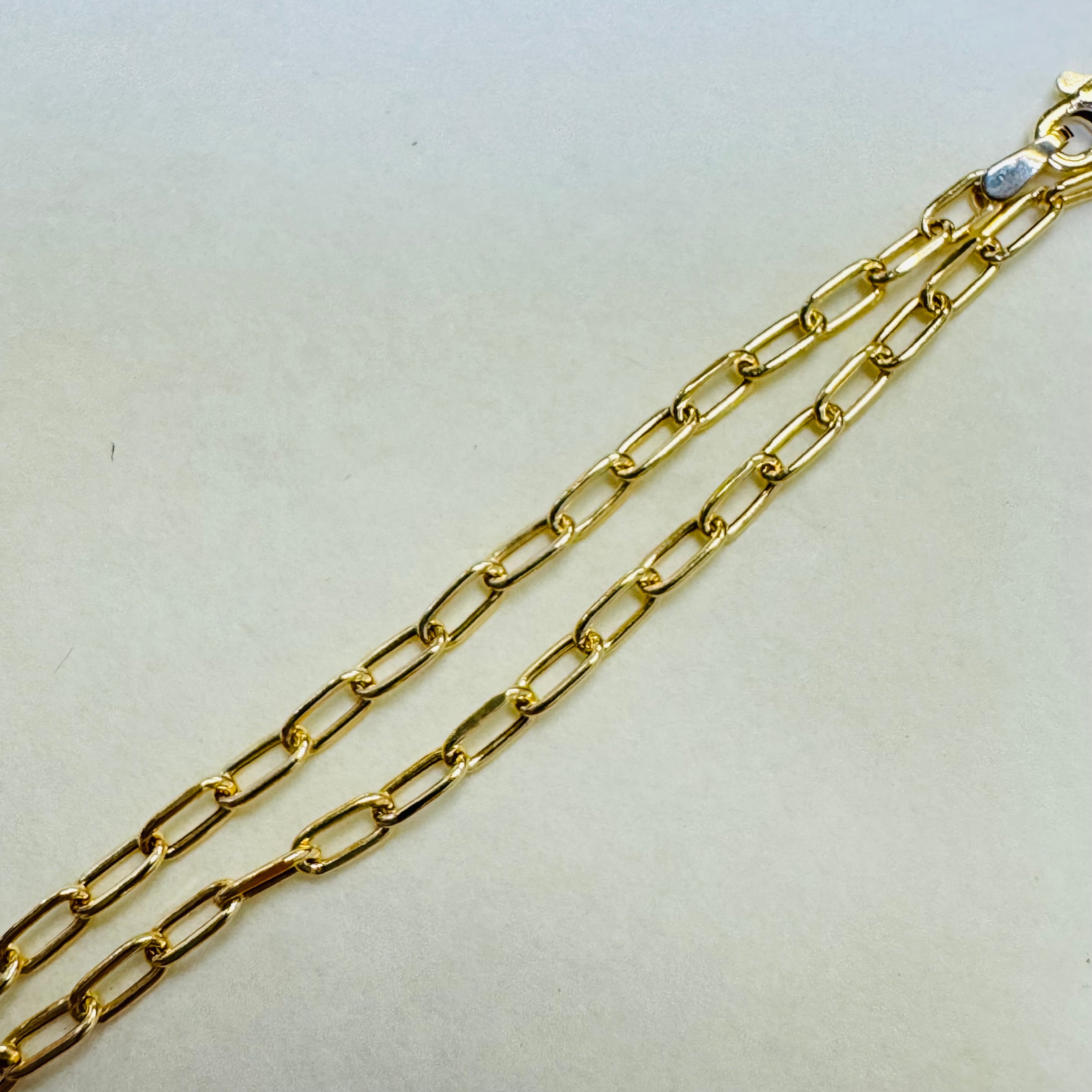 10K Yellow Gold Paperclip Link Chain Anklet 1mm 10”