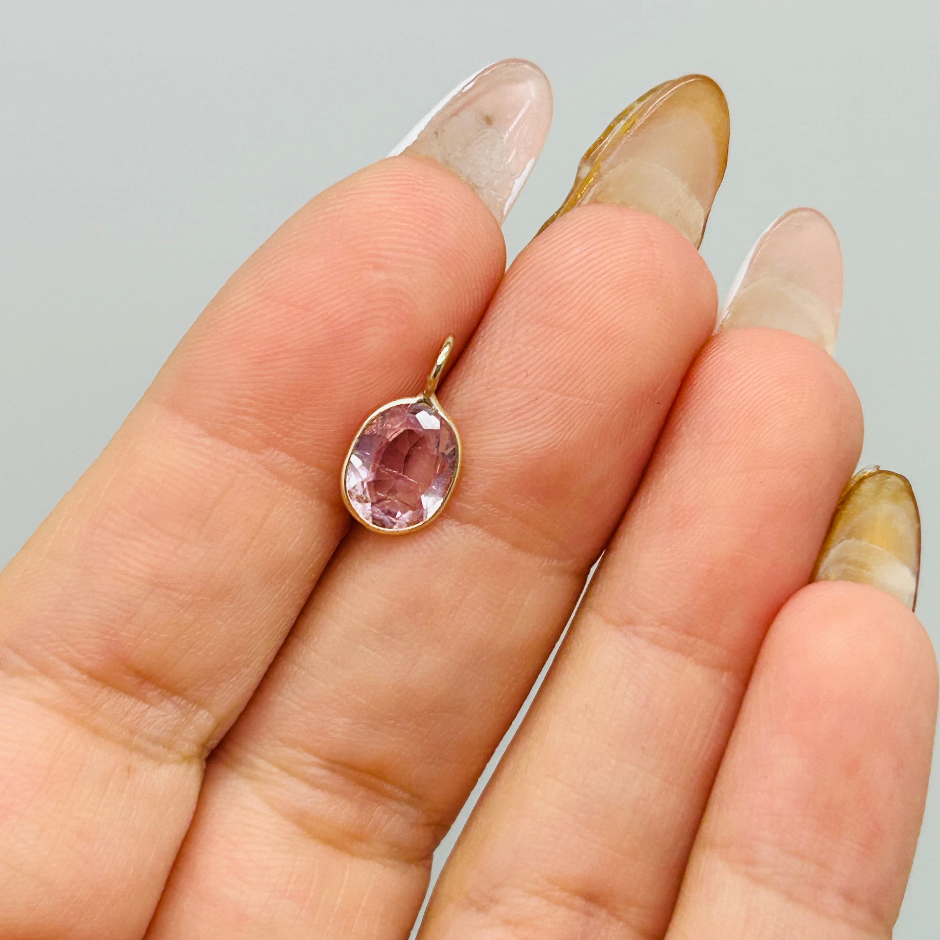 Pretty Pink Imperial Topaz and Solid 14K yellow Gold Gemstone Pendant