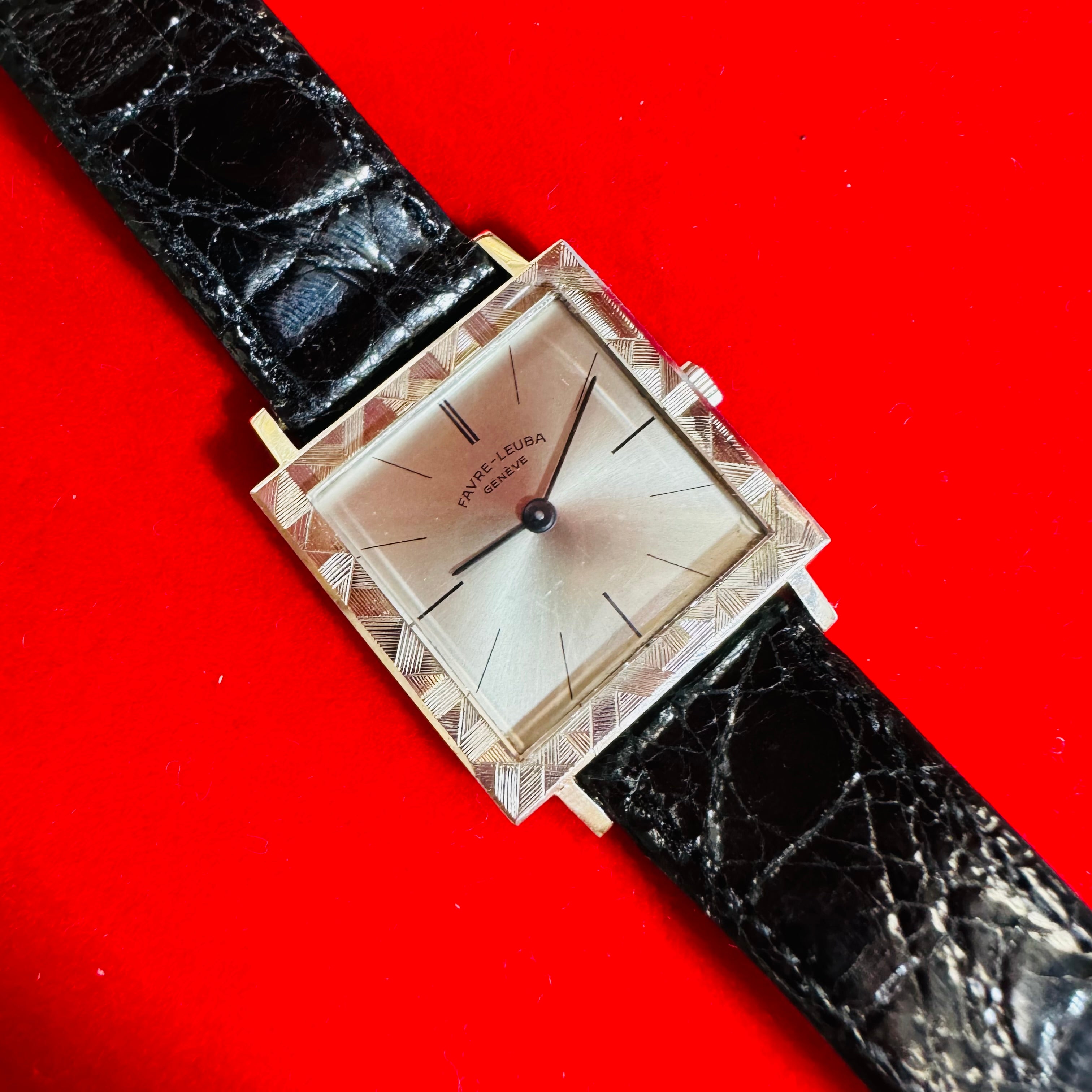 Favre -Leuba 18K White Gold Square Face Watch