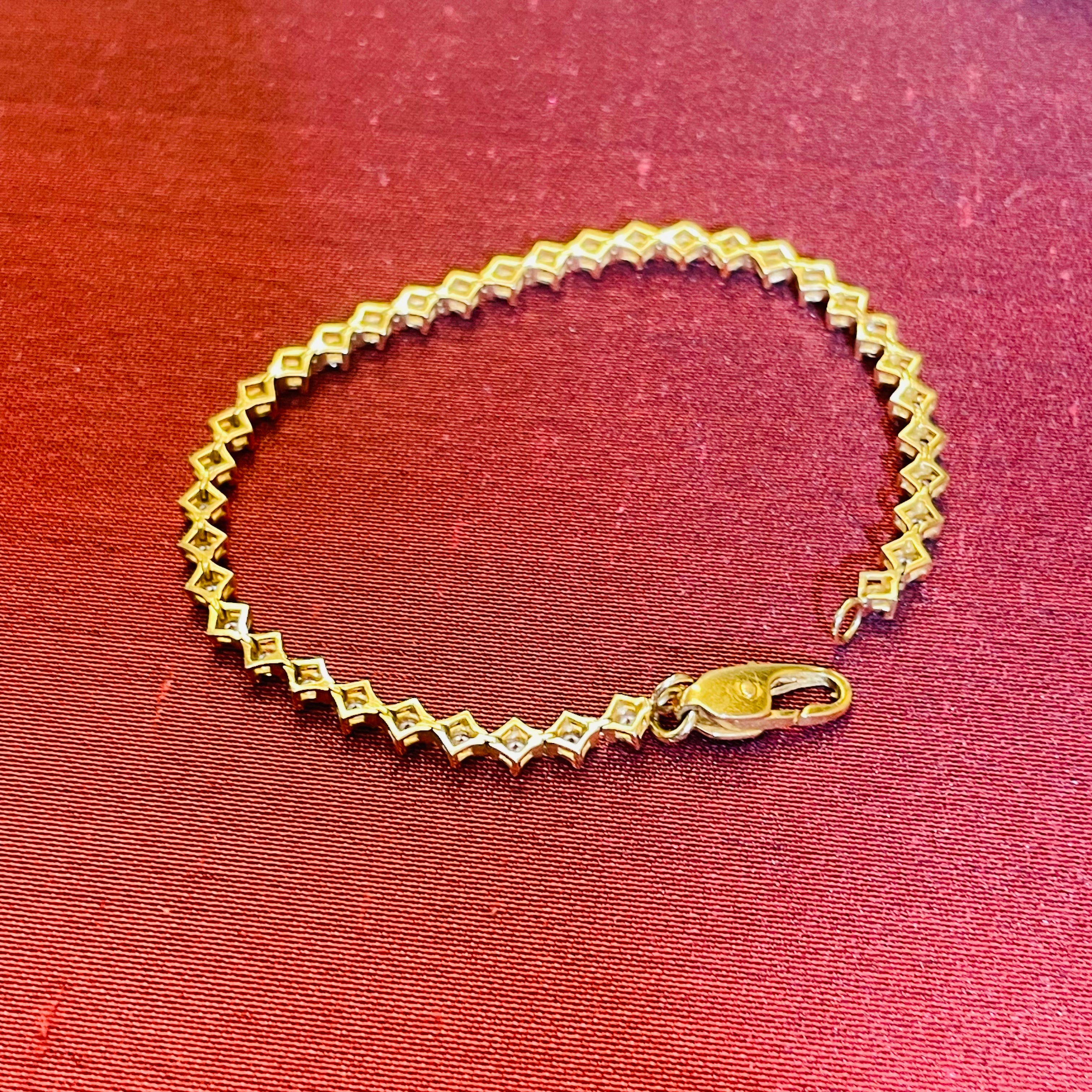 14K Yellow Gold 2CT Natural Diamond Unique Tennis Bracelet 7"