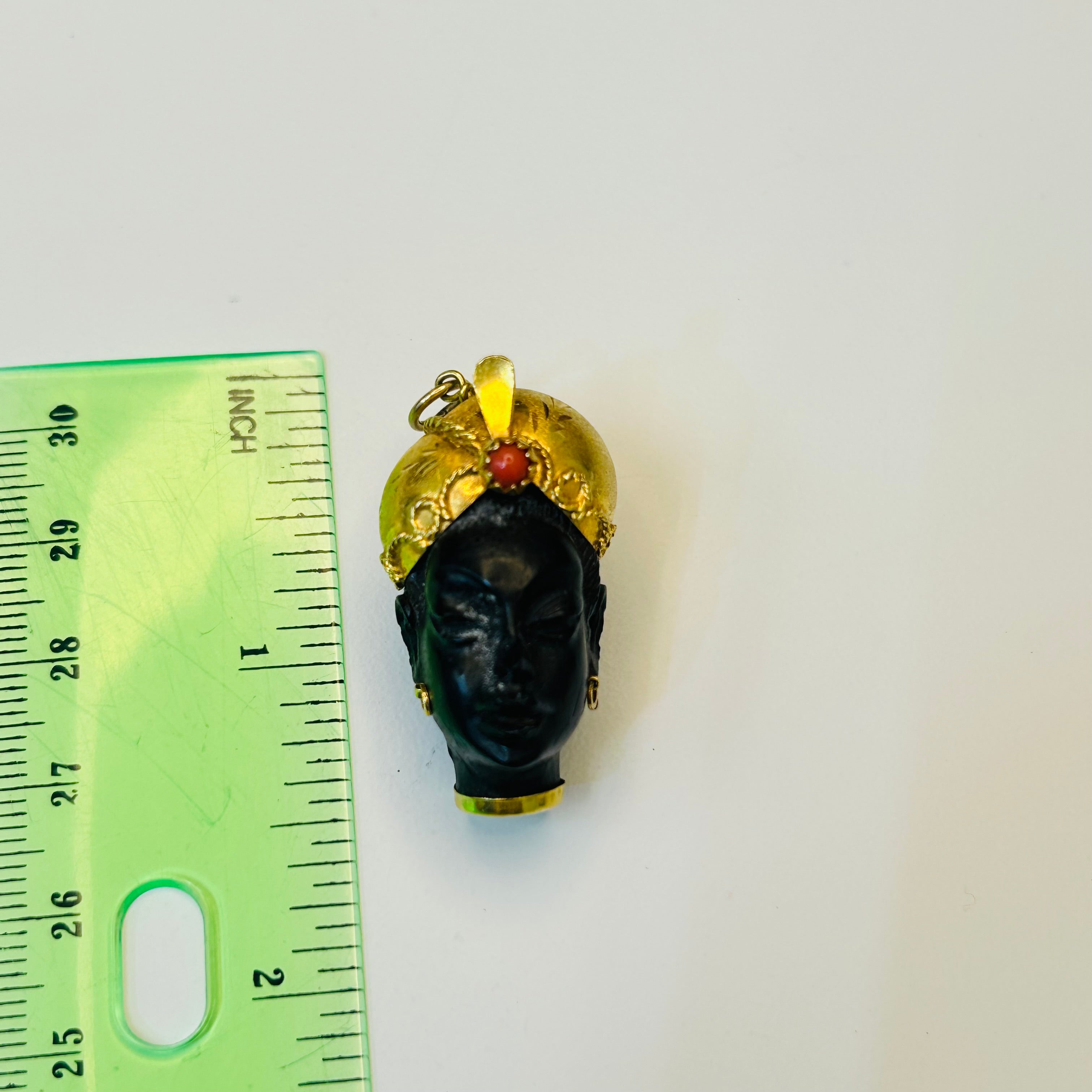 18k Yellow Gold Vintage Blackamoor Pendant Charm