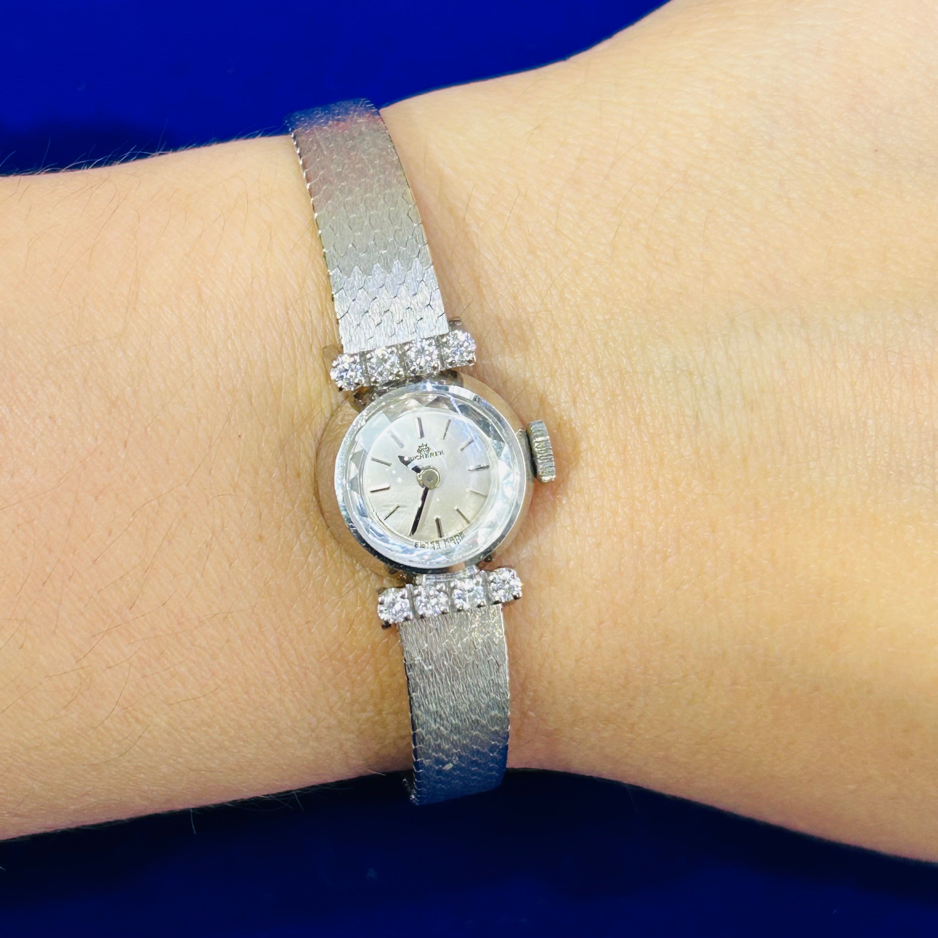 Bucherer Diamond 18K White Gold Vintage Ladies Wristwatch